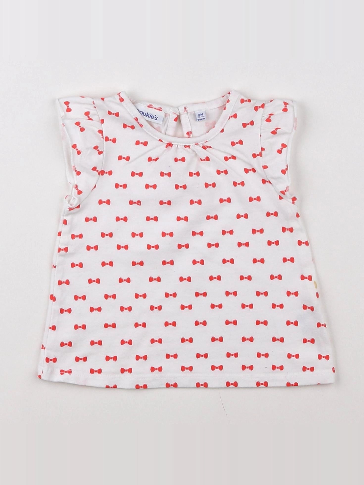 Noukie's - tee-shirt blanc, rouge - 9 mois