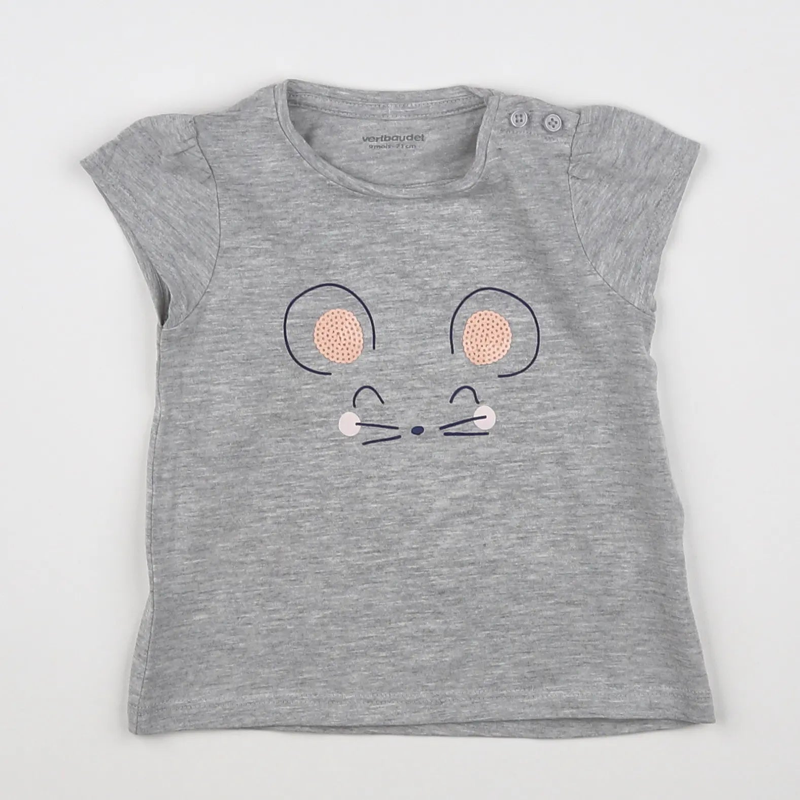 Vertbaudet - tee-shirt gris - 9 mois