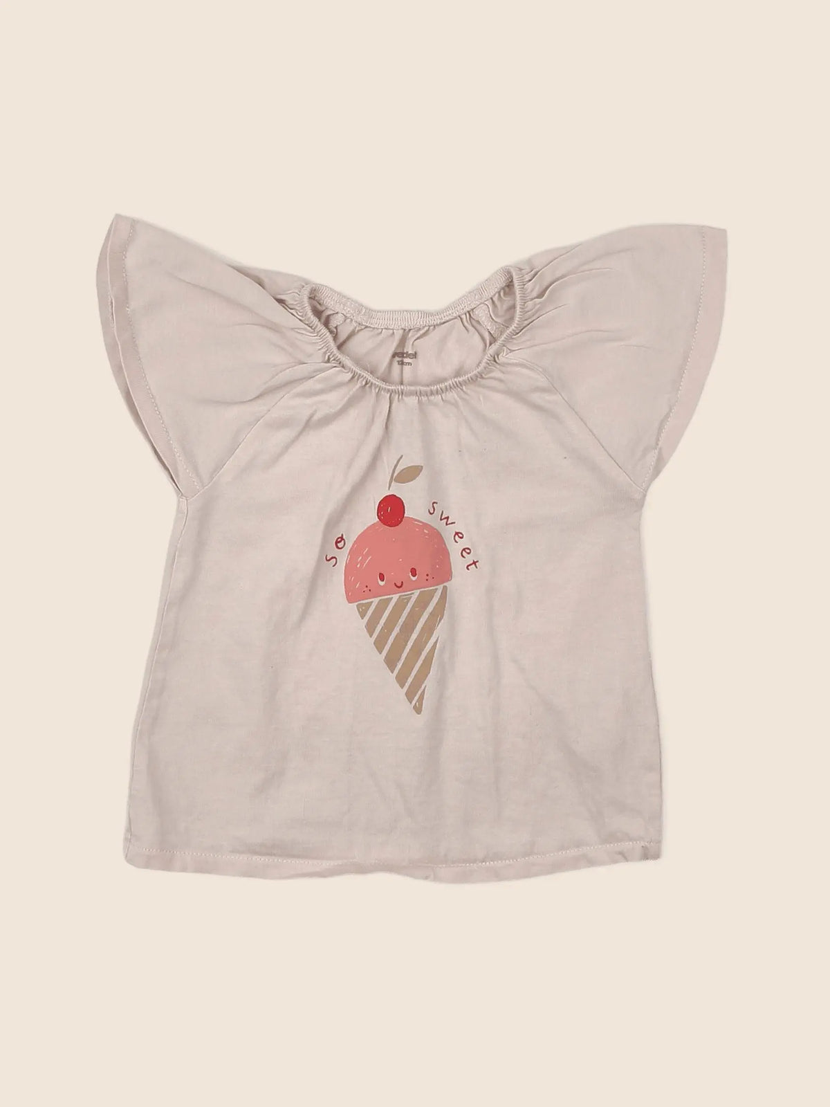 Vertbaudet - tee-shirt beige - 12 mois