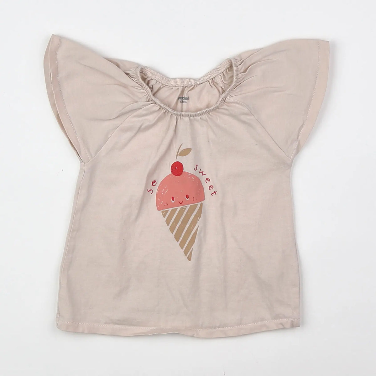 Vertbaudet - tee-shirt beige - 12 mois