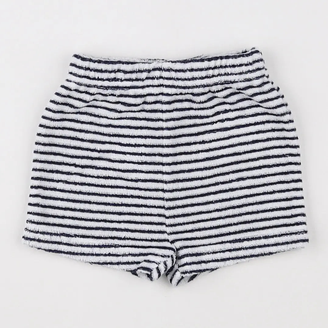 Vertbaudet - short bleu, blanc - 3 mois