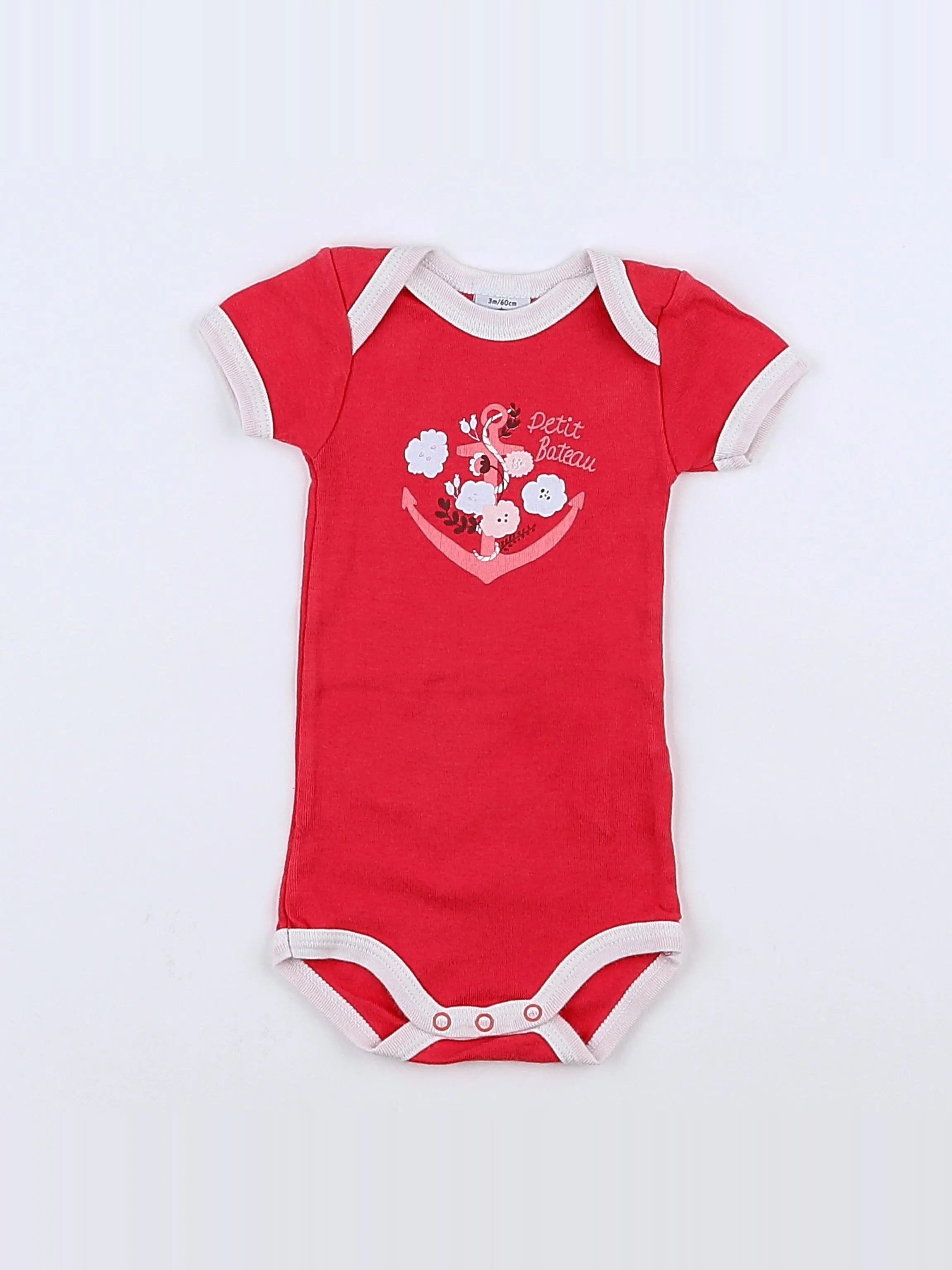 Petit Bateau - body rose, blanc - 3 mois