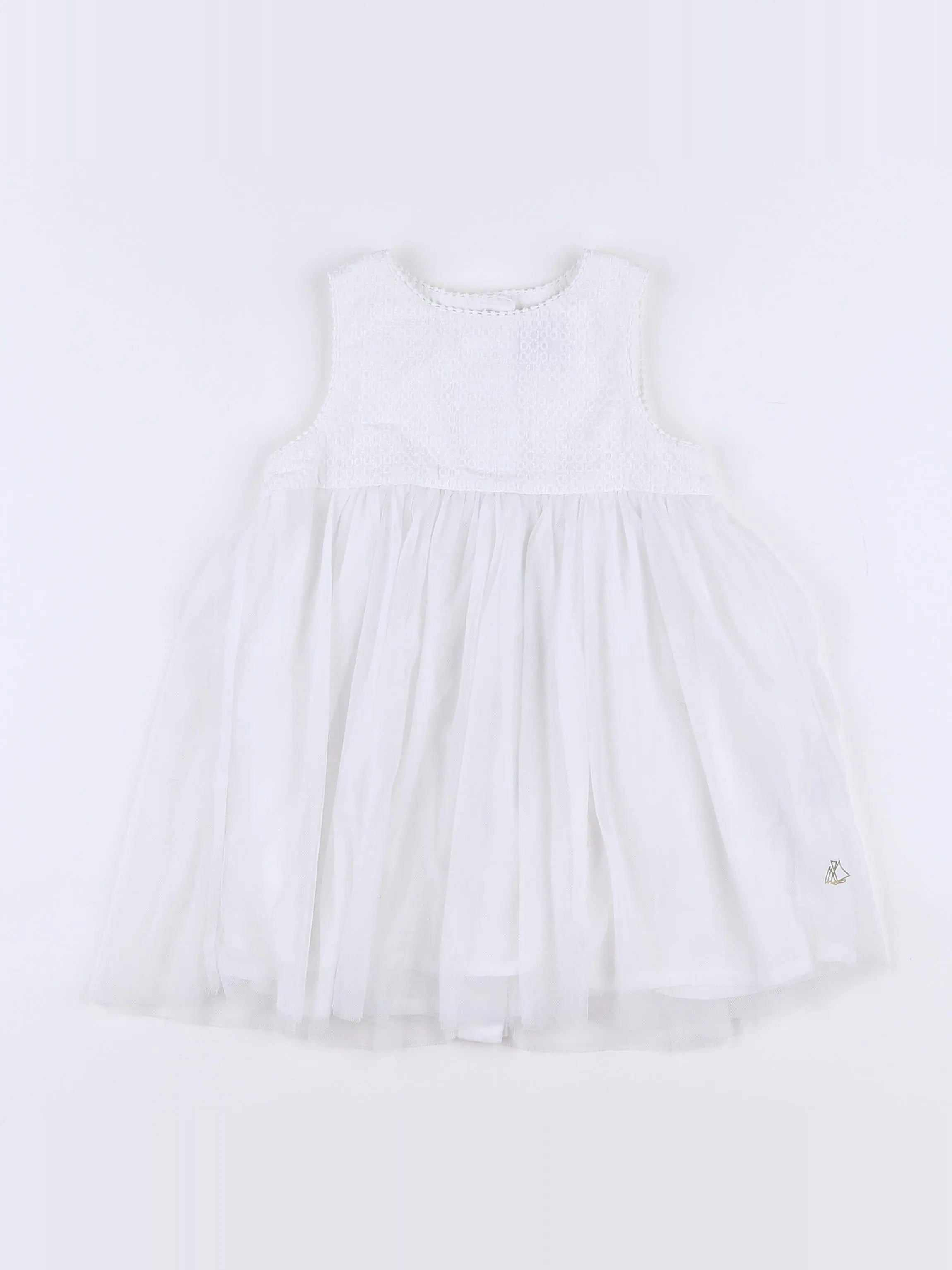 Petit Bateau - robe blanc - 12 mois