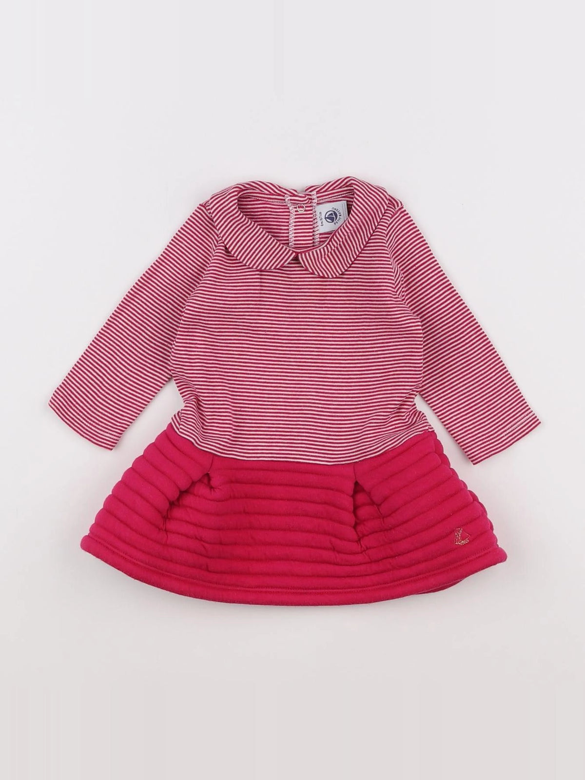 Petit Bateau - robe blanc, rose - 6 mois