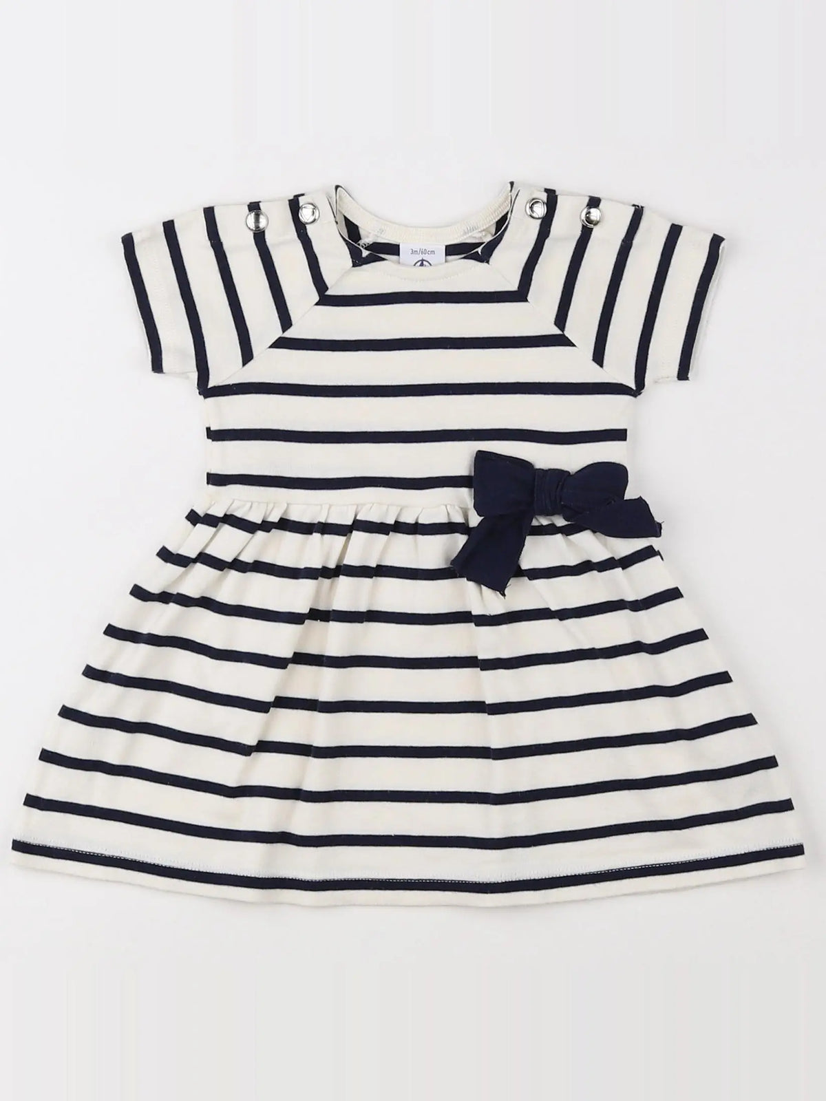 Petit Bateau - robe beige, bleu - 3 mois