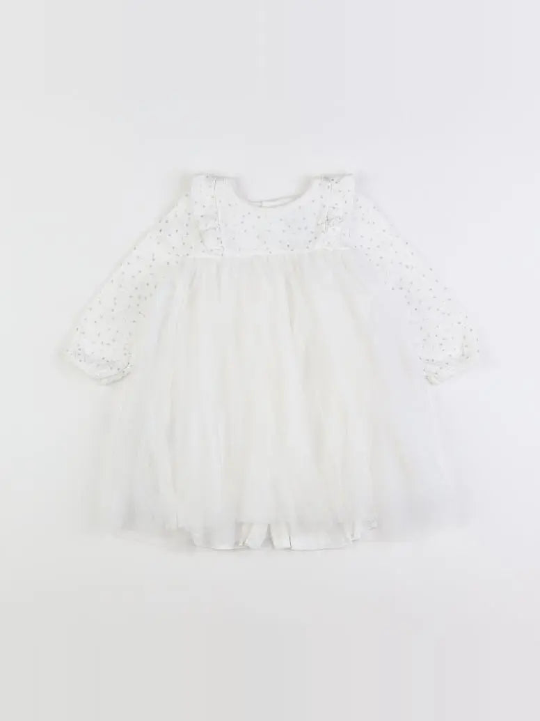 Petit Bateau - robe blanc, argent - 12 mois