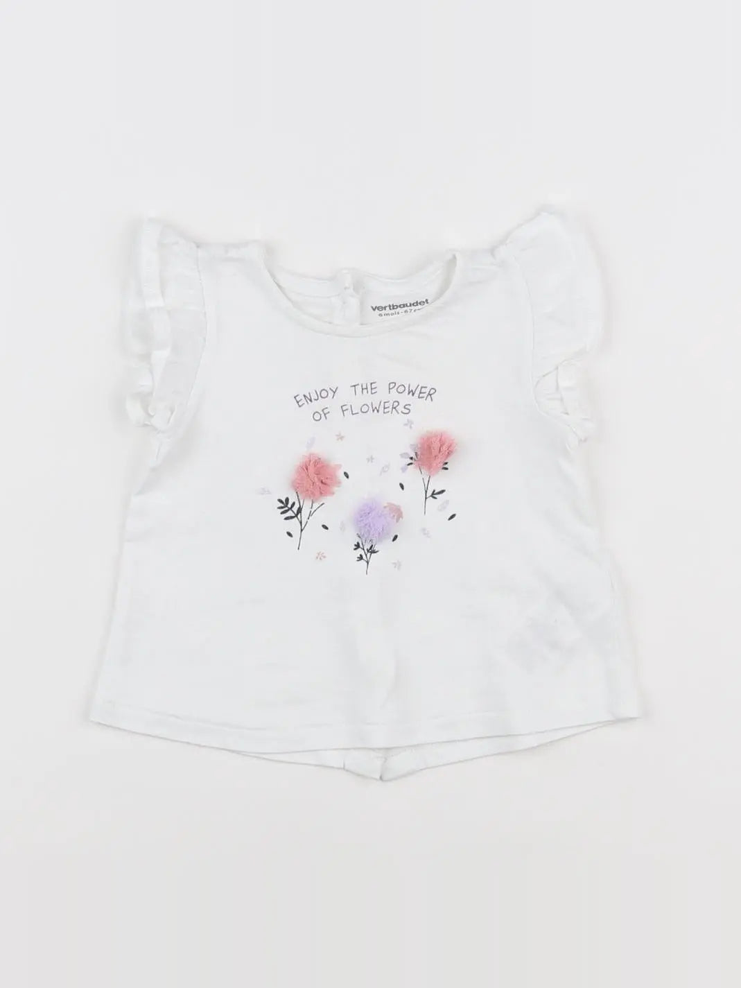 Vertbaudet - tee-shirt blanc - 6 mois