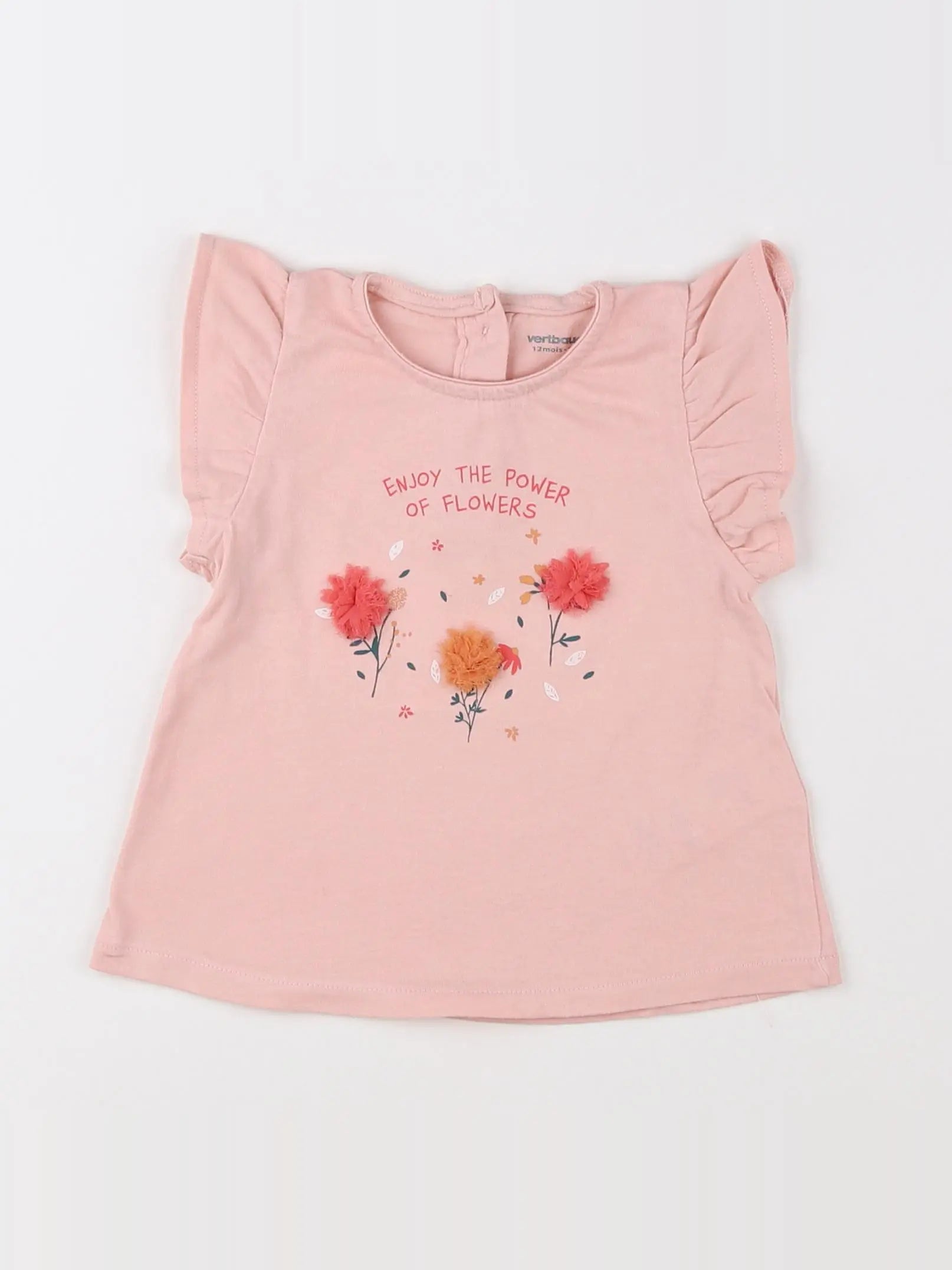 Vertbaudet - tee-shirt rose - 12 mois