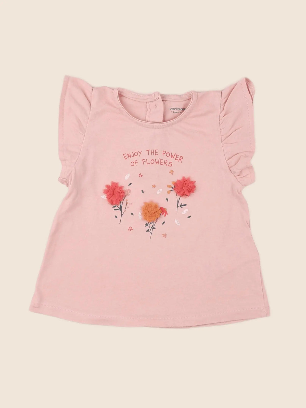 Vertbaudet - tee-shirt rose - 12 mois