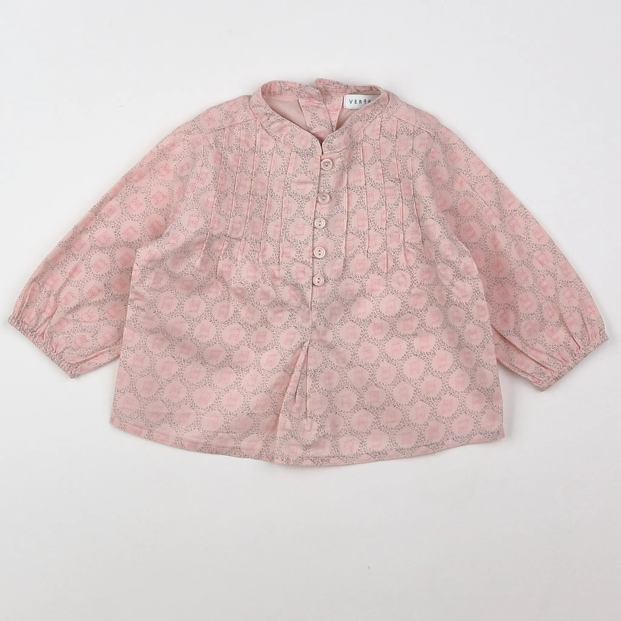 Vertbaudet - blouse rose, gris - 3 mois