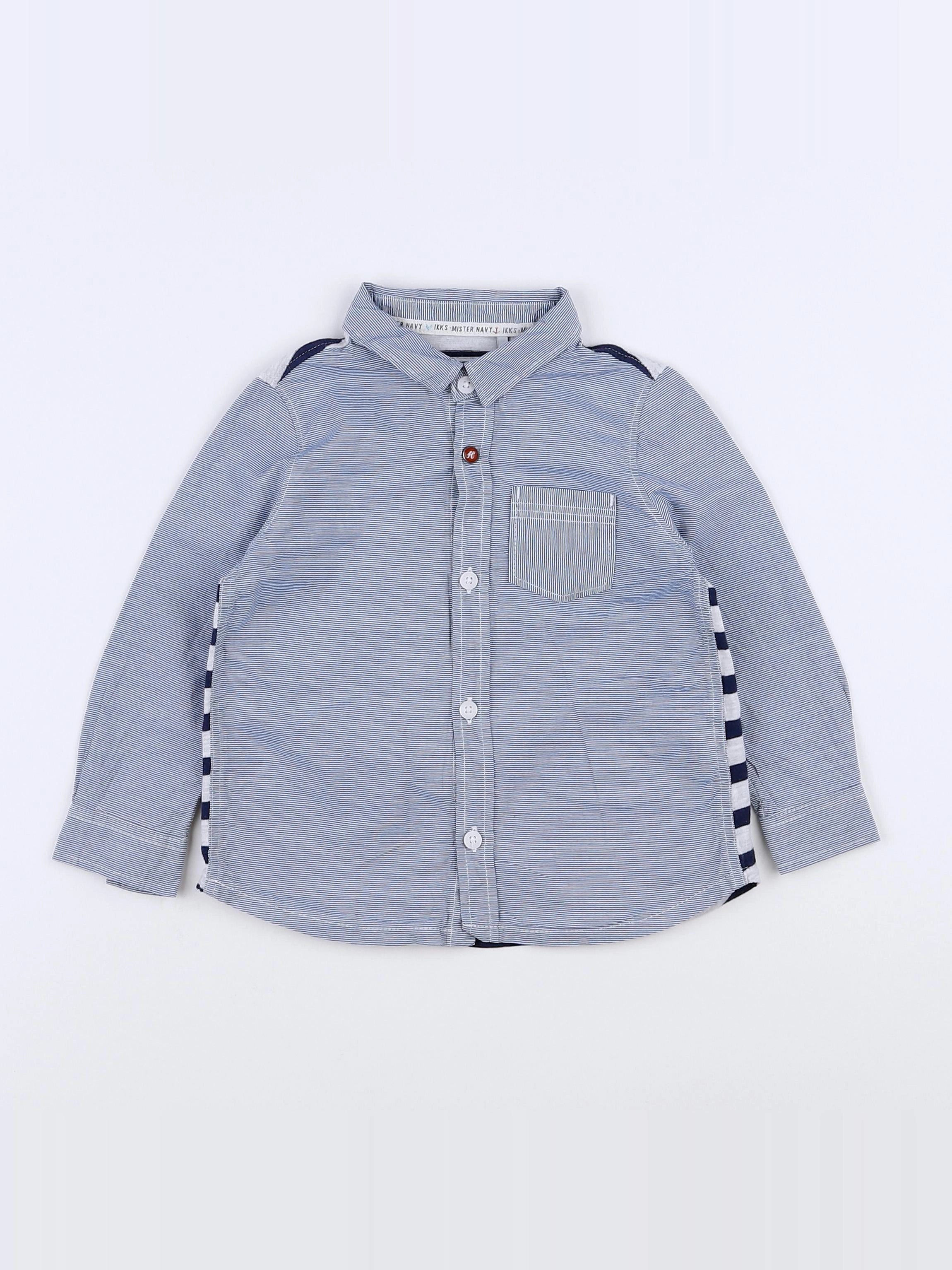 IKKS - chemise imprimé au dos bleu, blanc - 18 mois