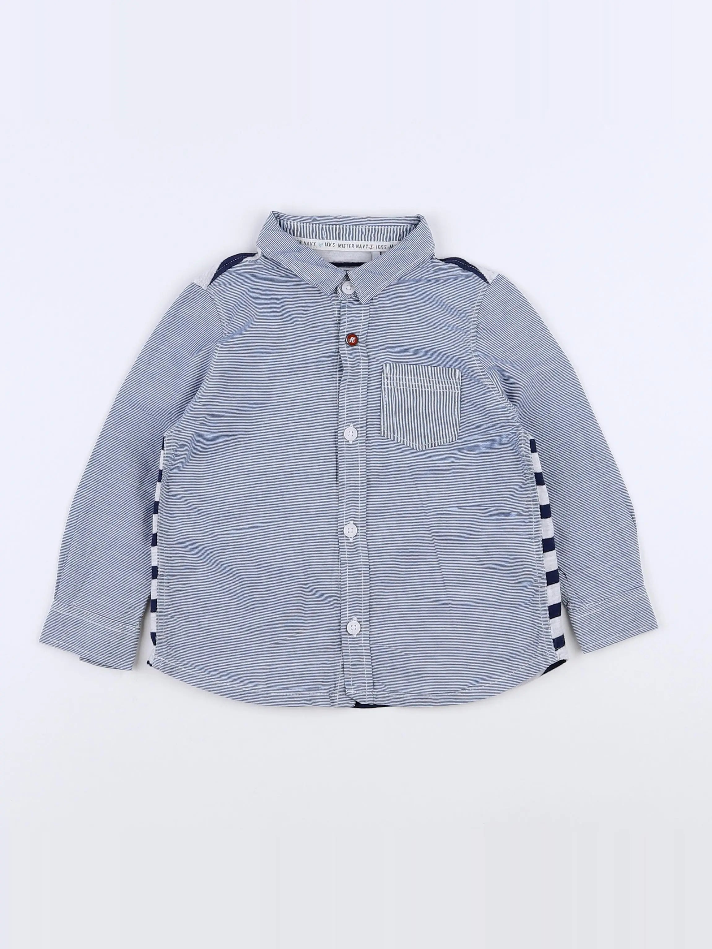 IKKS - chemise imprimé au dos bleu, blanc - 18 mois