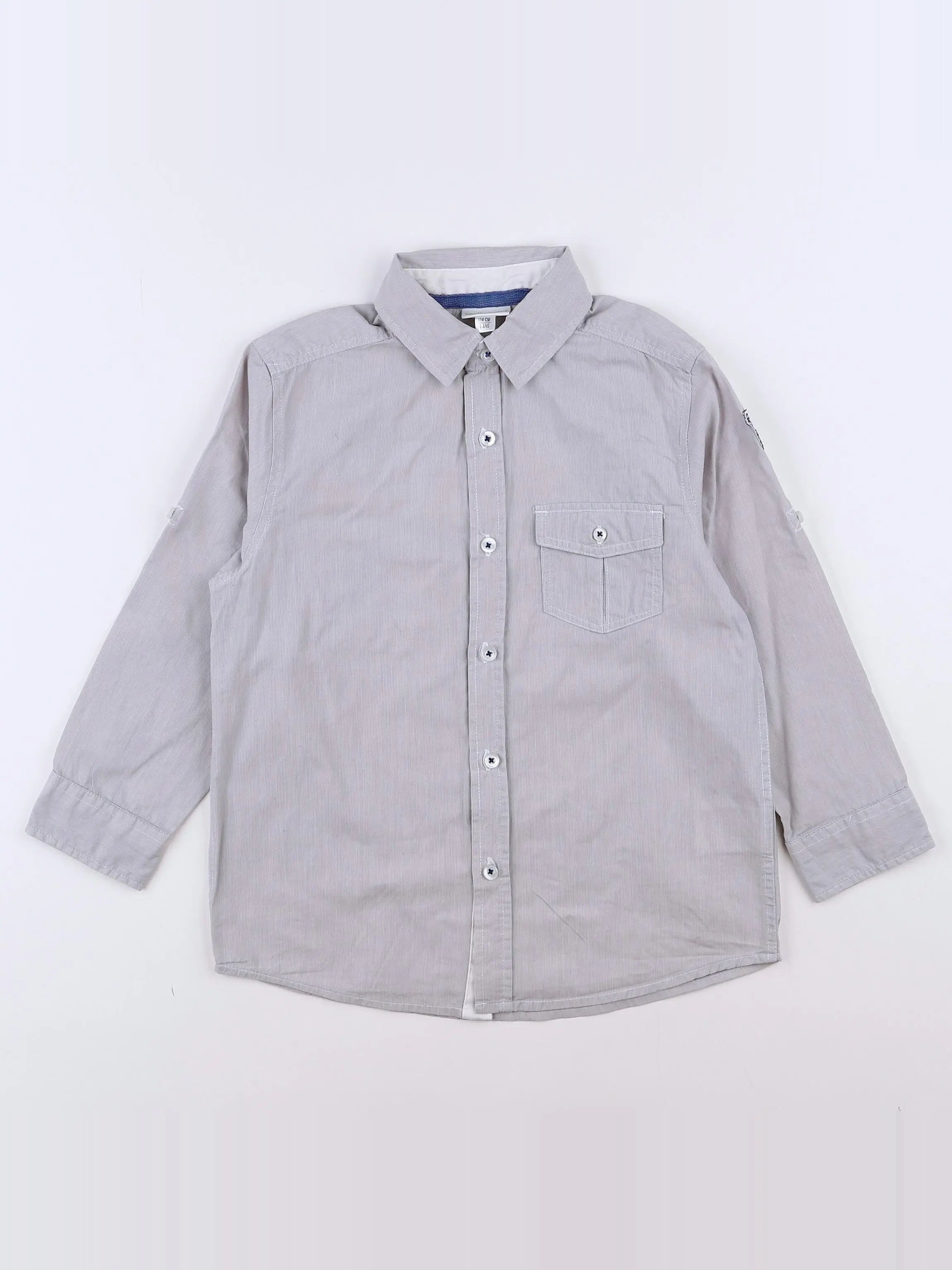 Vertbaudet - chemise imprimé au dos gris - 6 ans