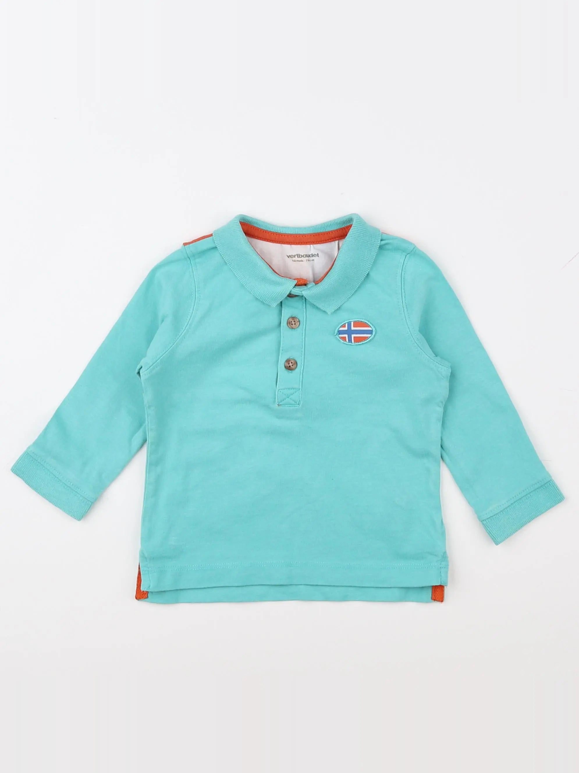 Vertbaudet - polo imprimé au dos vert - 12 mois