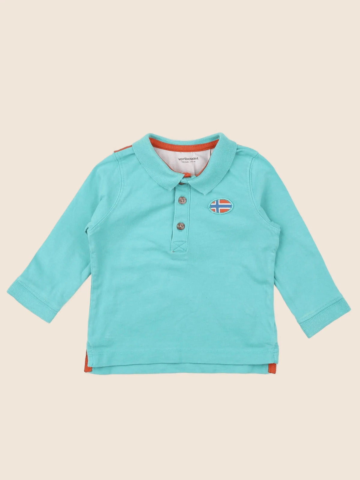 Vertbaudet - polo imprimé au dos vert - 12 mois