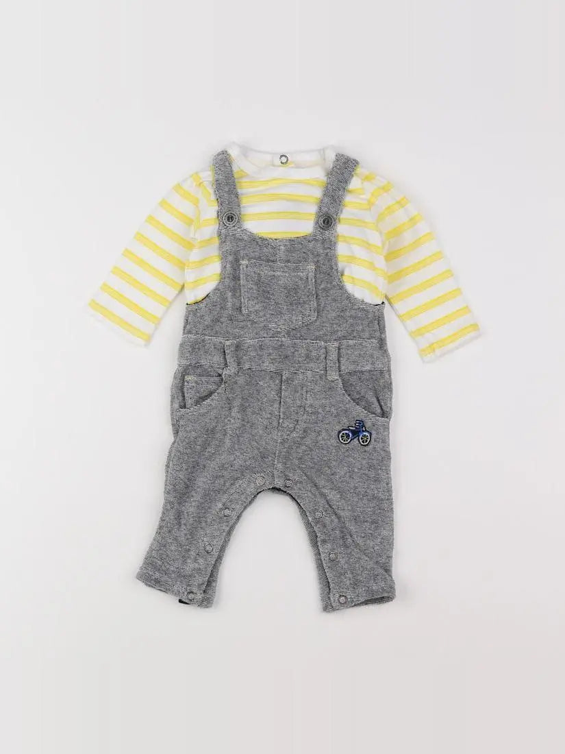 Catimini - salopette jaune, gris - 3 mois