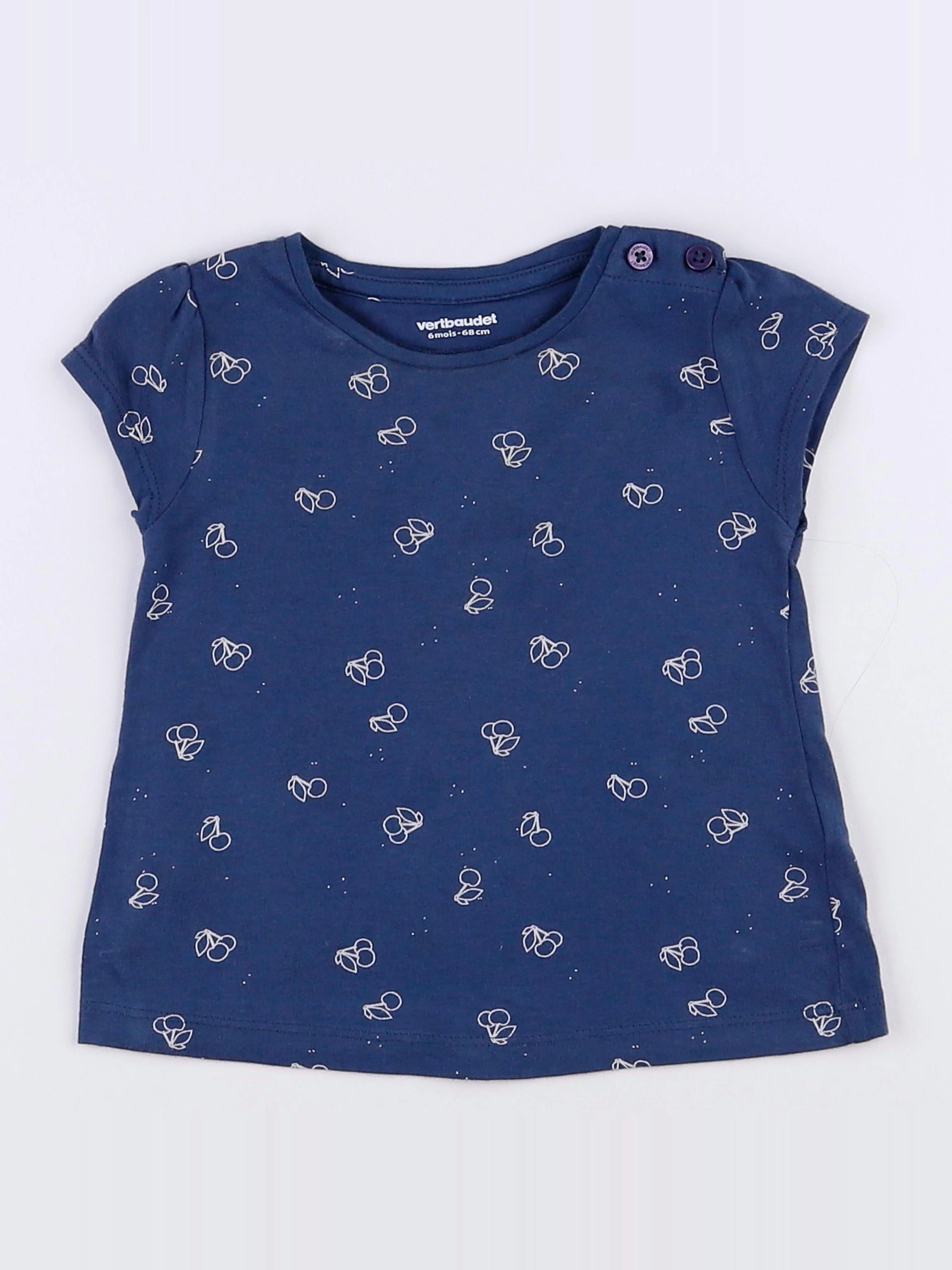 Vertbaudet - tee-shirt bleu - 6 mois
