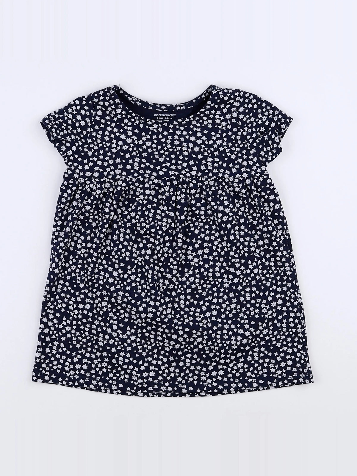 Vertbaudet - robe bleu, blanc - 2 ans