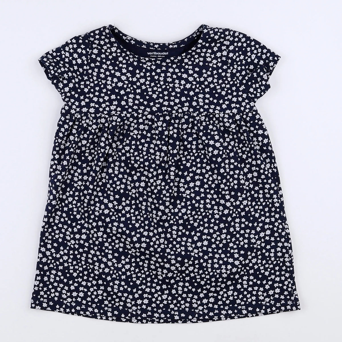 Vertbaudet - robe bleu, blanc - 2 ans