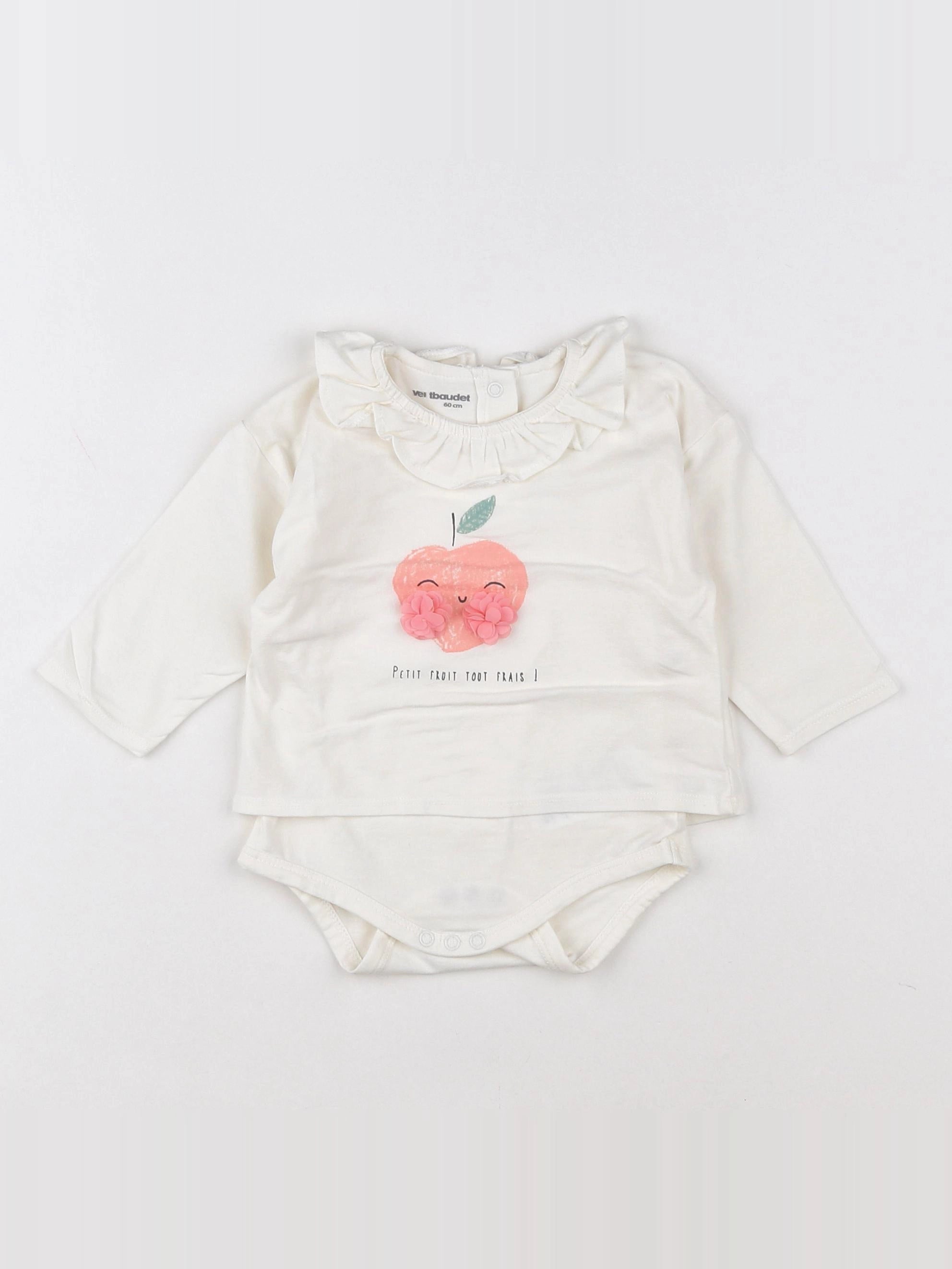 Vertbaudet - body vetement blanc - 3 mois