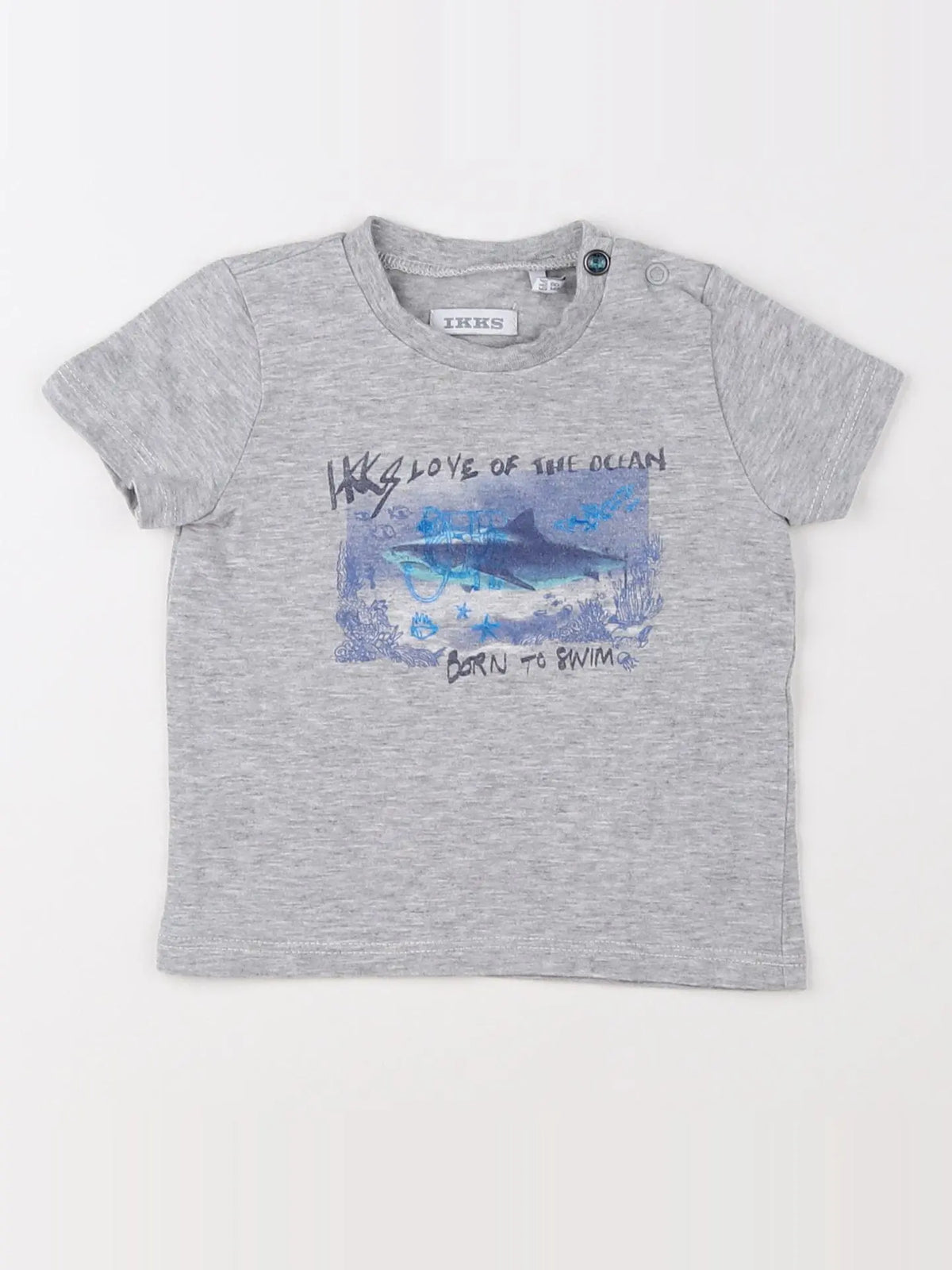 IKKS - tee-shirt gris, bleu - 6 mois