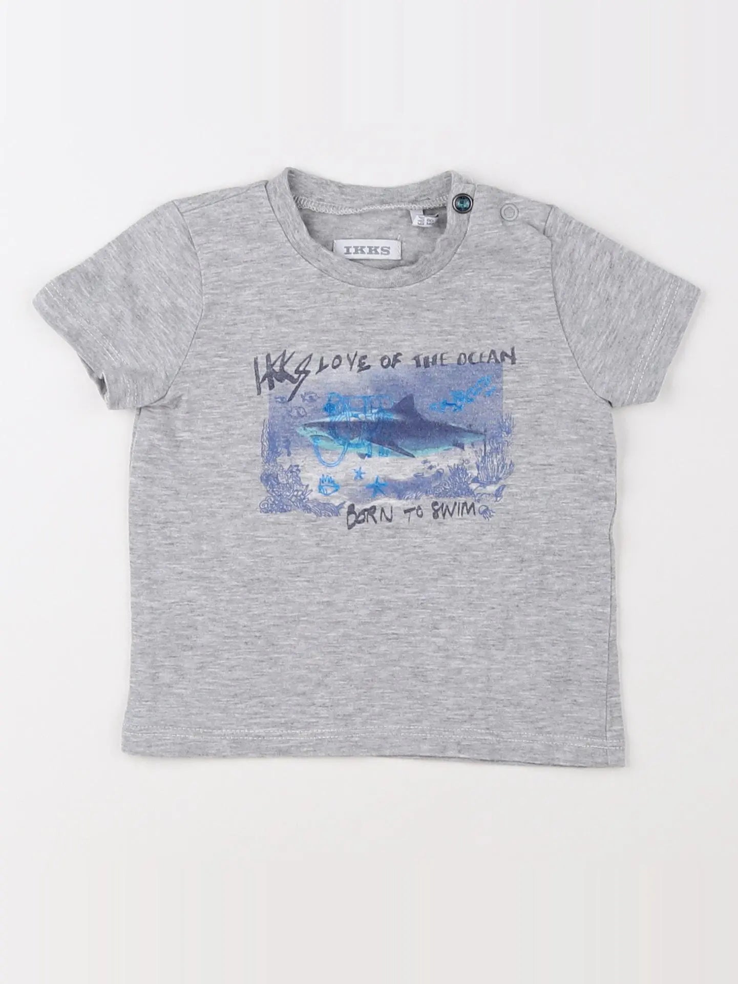 IKKS - tee-shirt gris, bleu - 6 mois