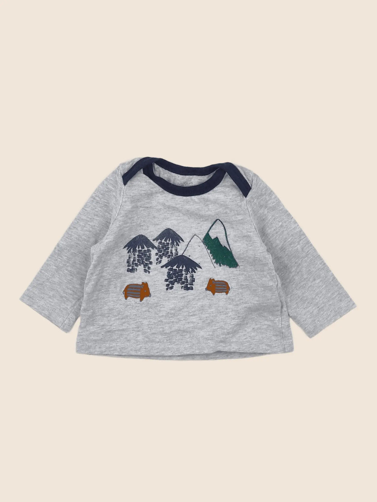 Natalys - tee-shirt gris, multicolore - 3 mois