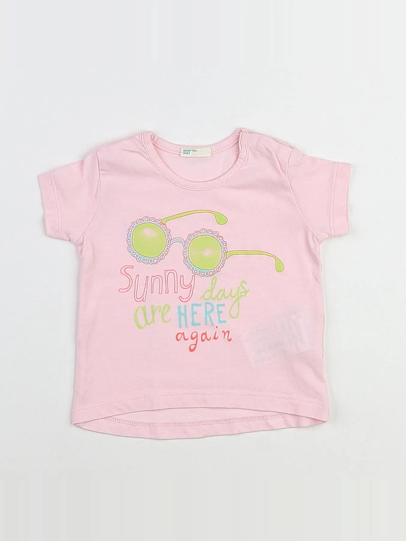 Benetton - tee-shirt rose - 3/6 mois