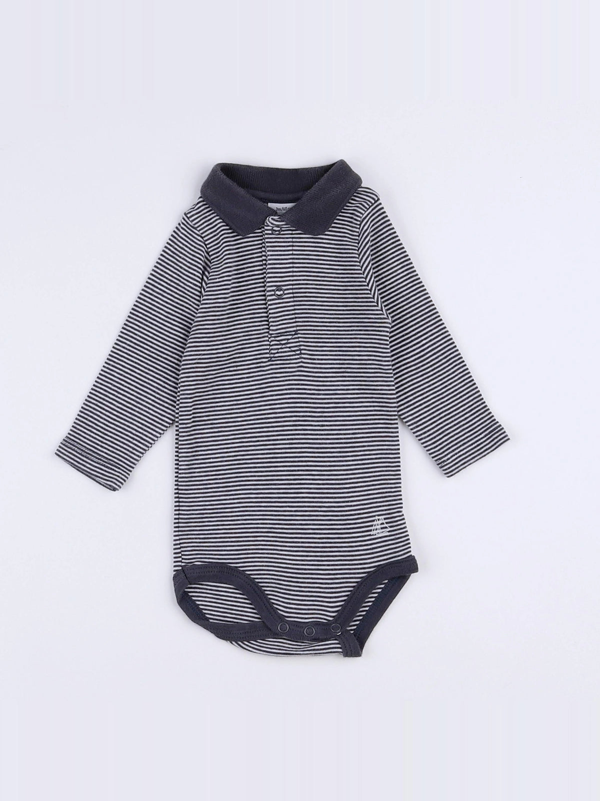 Petit Bateau - body vetement gris - 3 mois