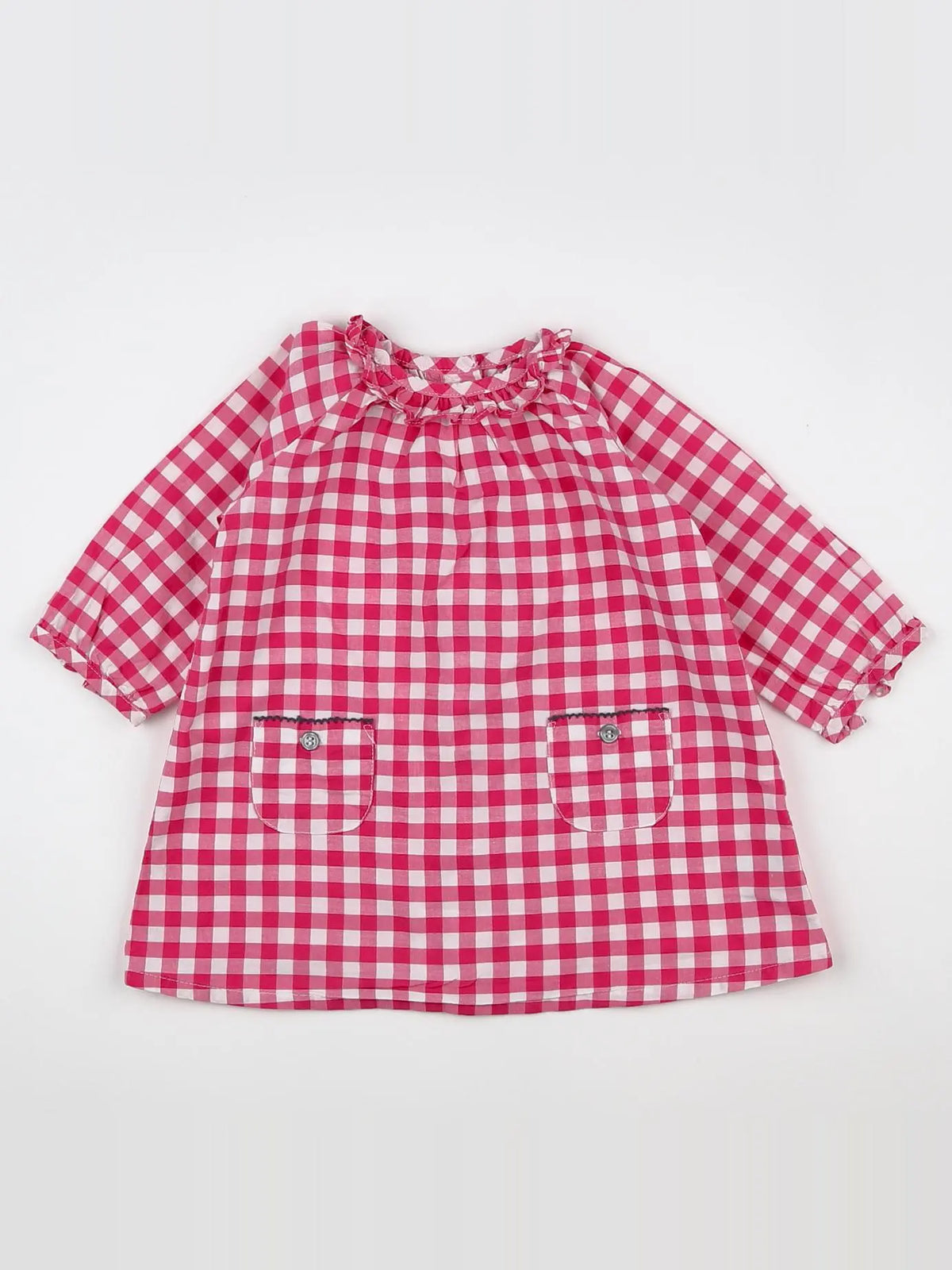 Petit Bateau - robe blanc, rose - 6 mois