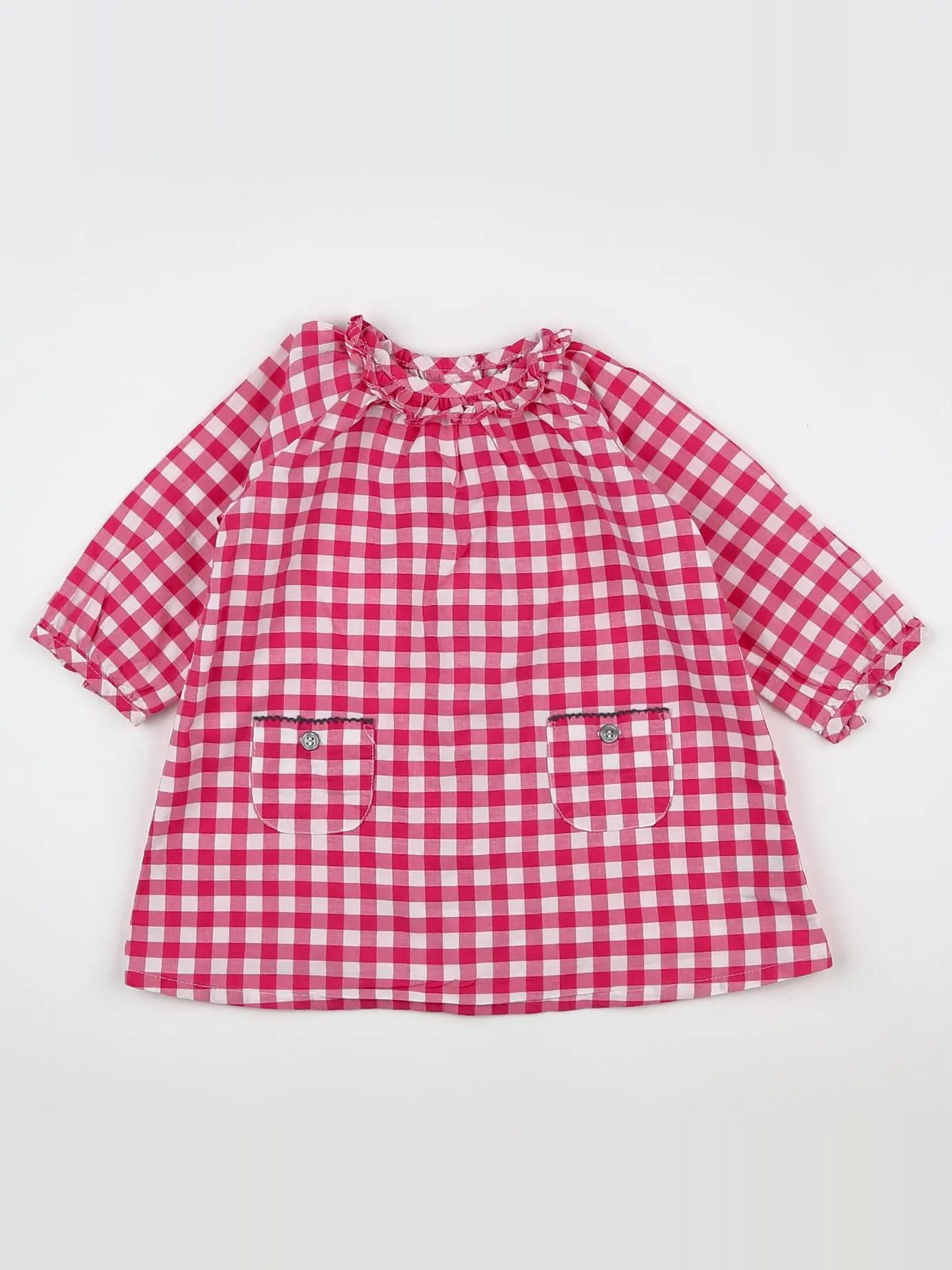 Petit Bateau - robe blanc, rose - 6 mois