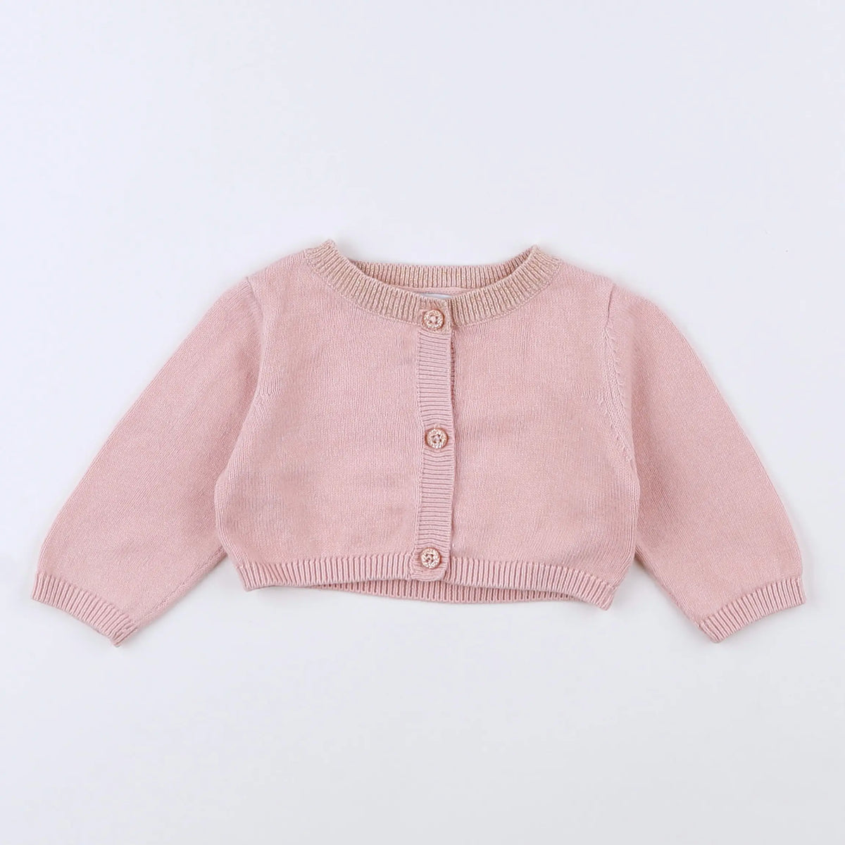 Vertbaudet - gilet rose, or - 3 mois