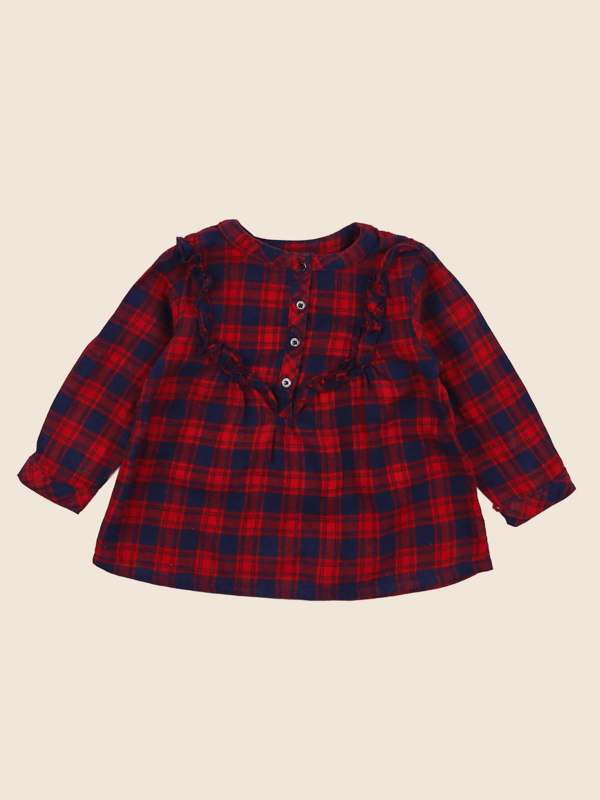 Vertbaudet - blouse bleu, rouge - 6 mois