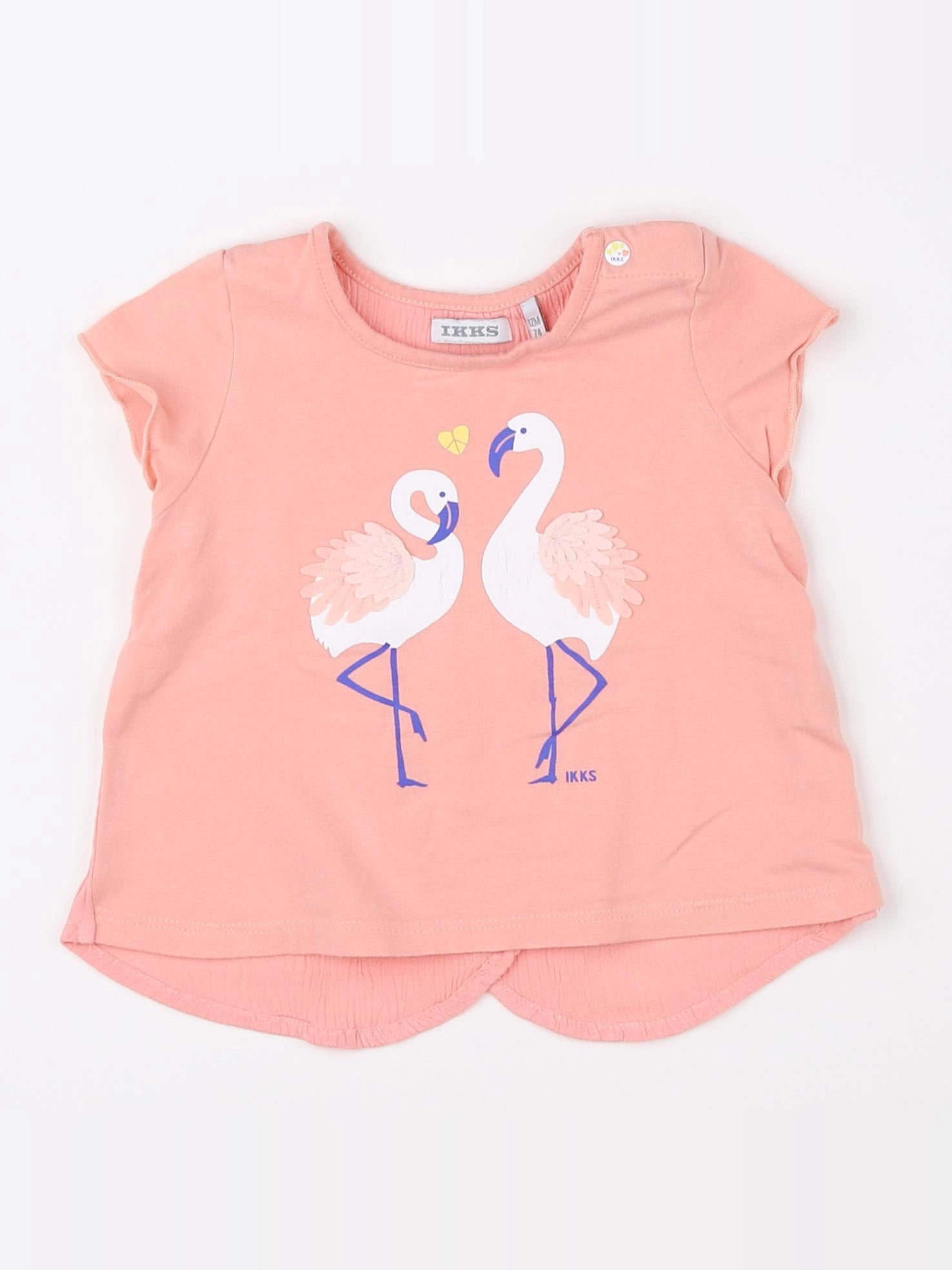 IKKS - tee-shirt blanc, rose - 12 mois