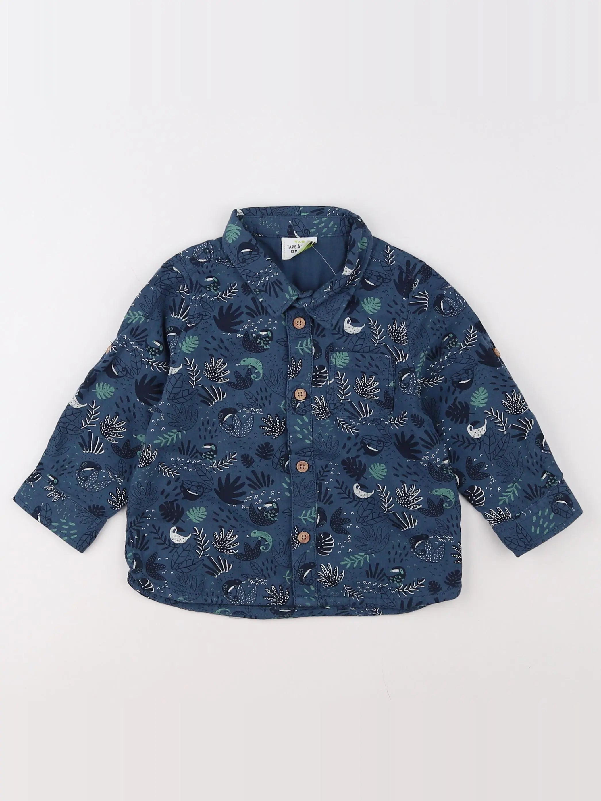 Tape à l'oeil - chemise bleu, vert (état neuf) - 12 mois