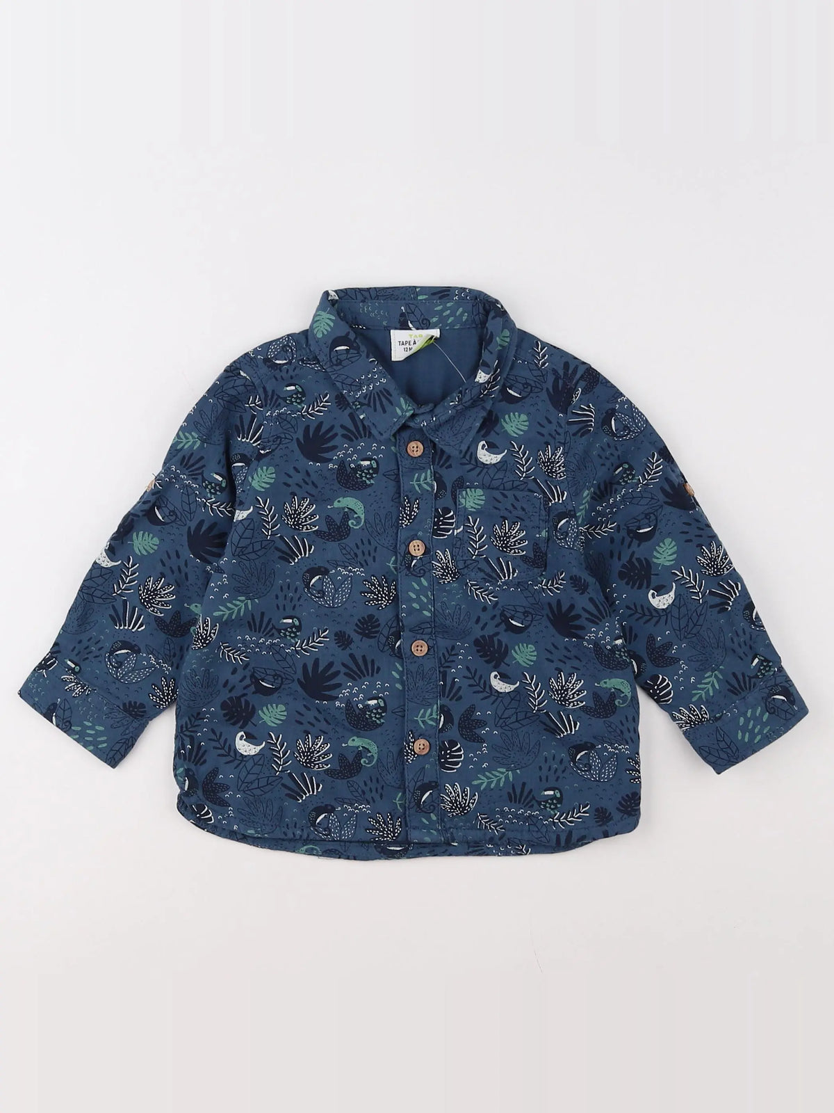 Tape à l'oeil - chemise bleu, vert (état neuf) - 12 mois