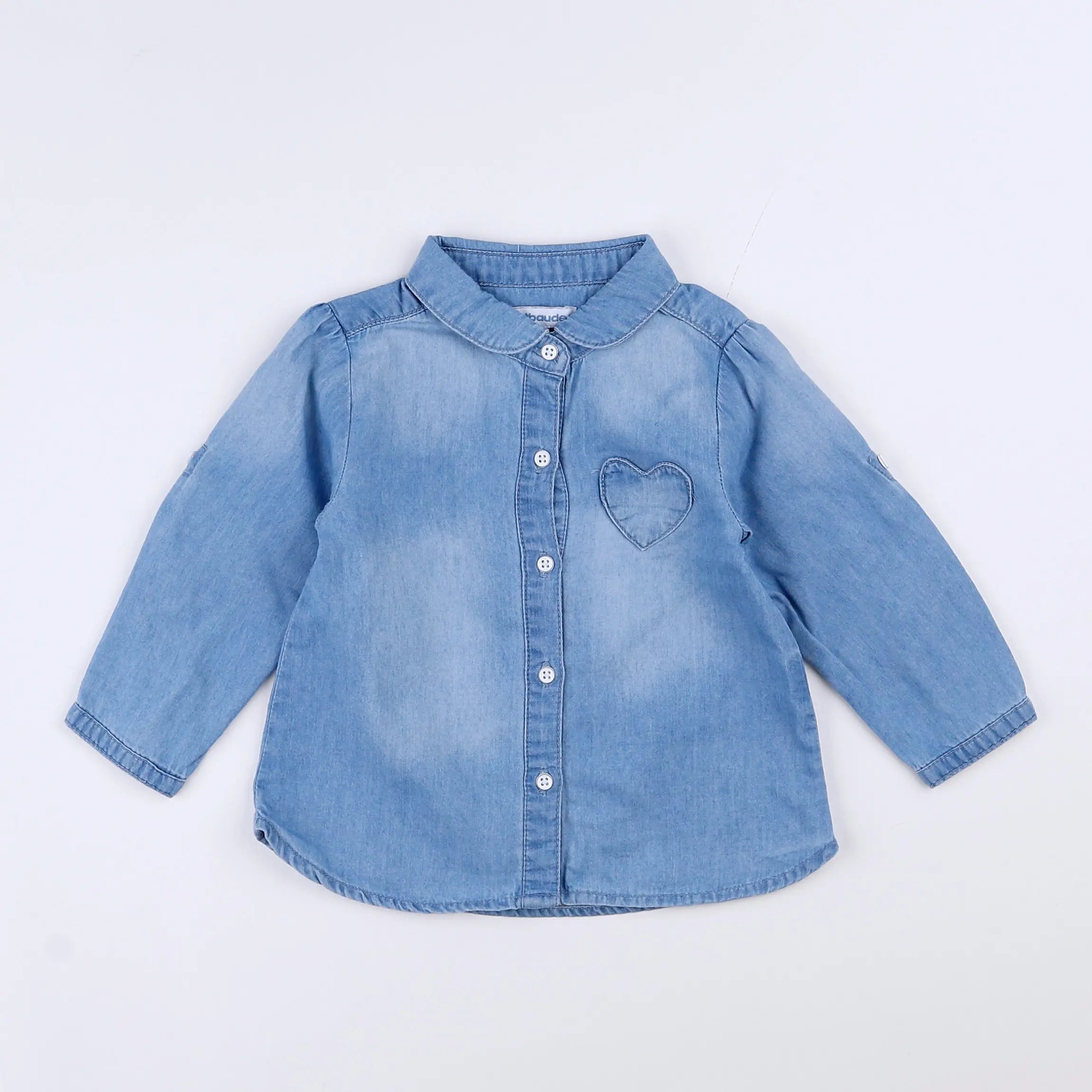 Vertbaudet - chemise bleu - 12 mois