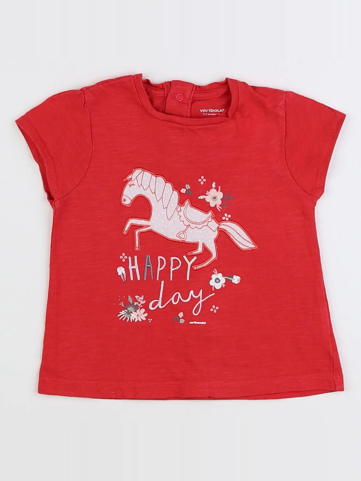 Vertbaudet - tee-shirt rouge, multicolore - 12 mois