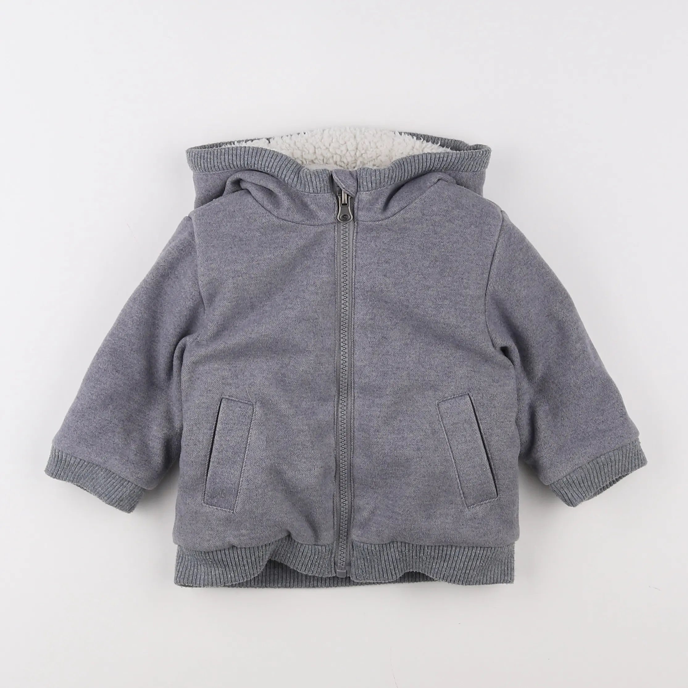 Vertbaudet - veste doublé gris - 12 mois