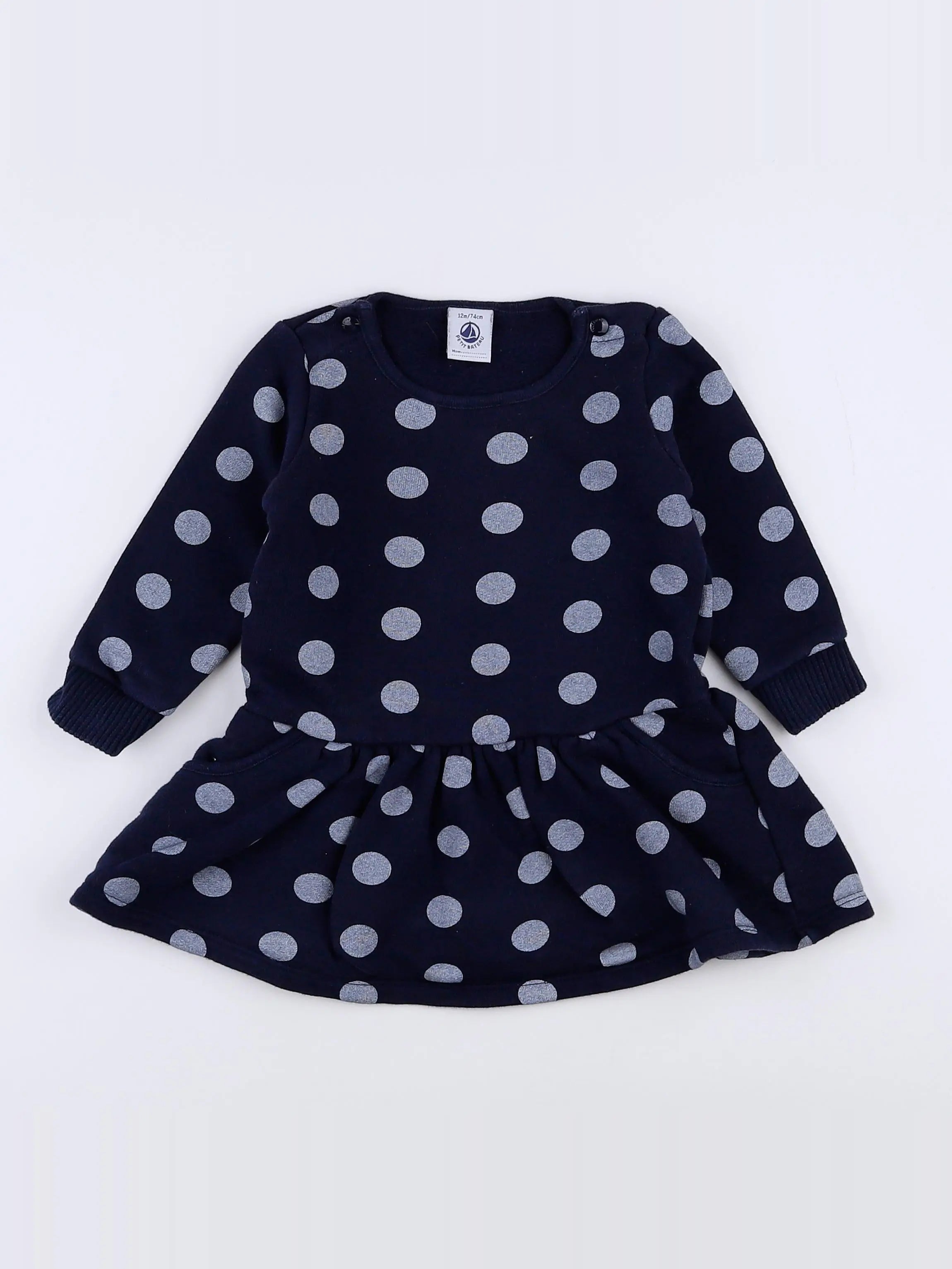 Petit Bateau - robe bleu - 12 mois