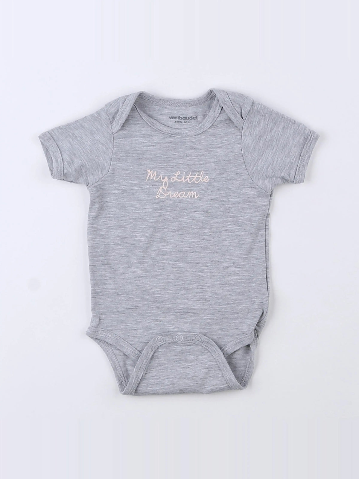Vertbaudet - body gris, rose - 3 mois