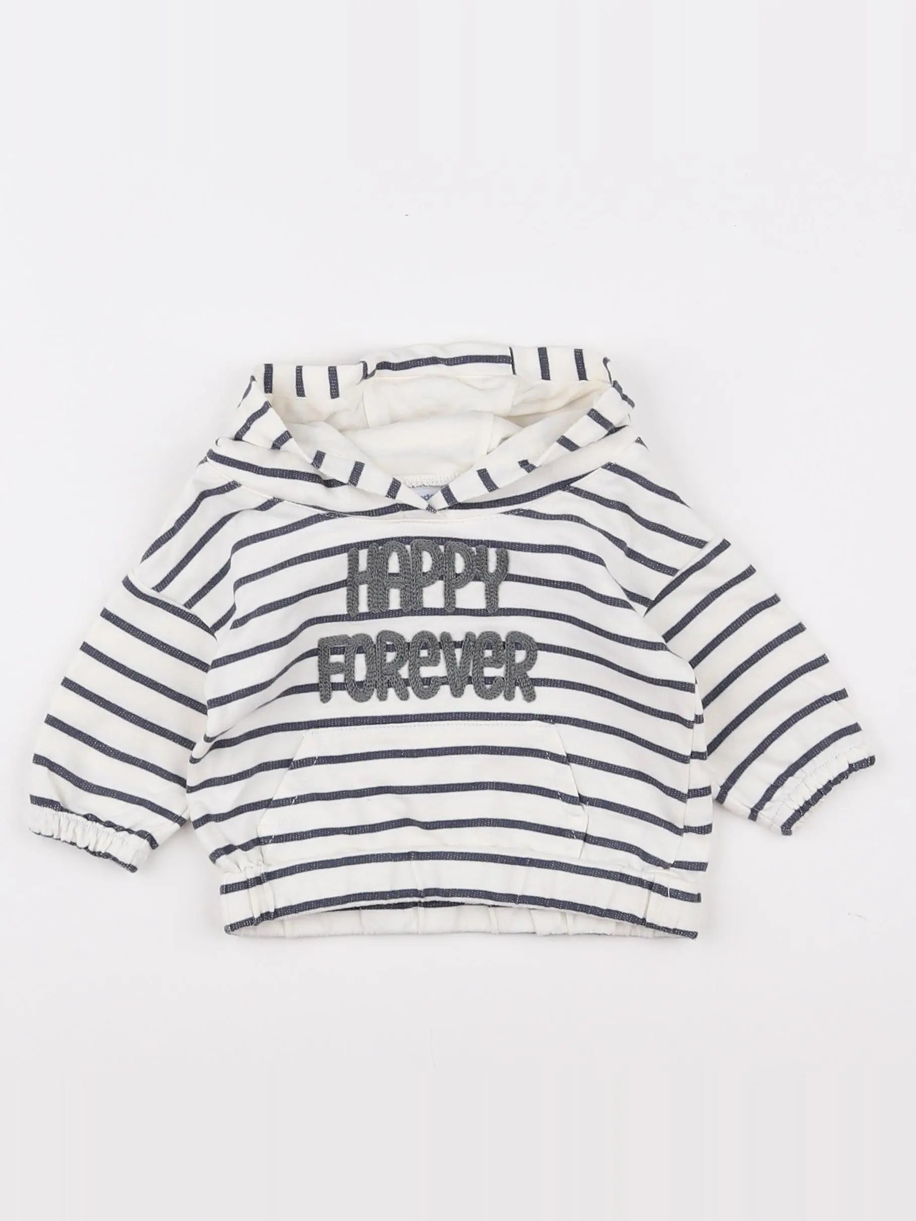 Vertbaudet - sweat blanc, gris - 3 mois