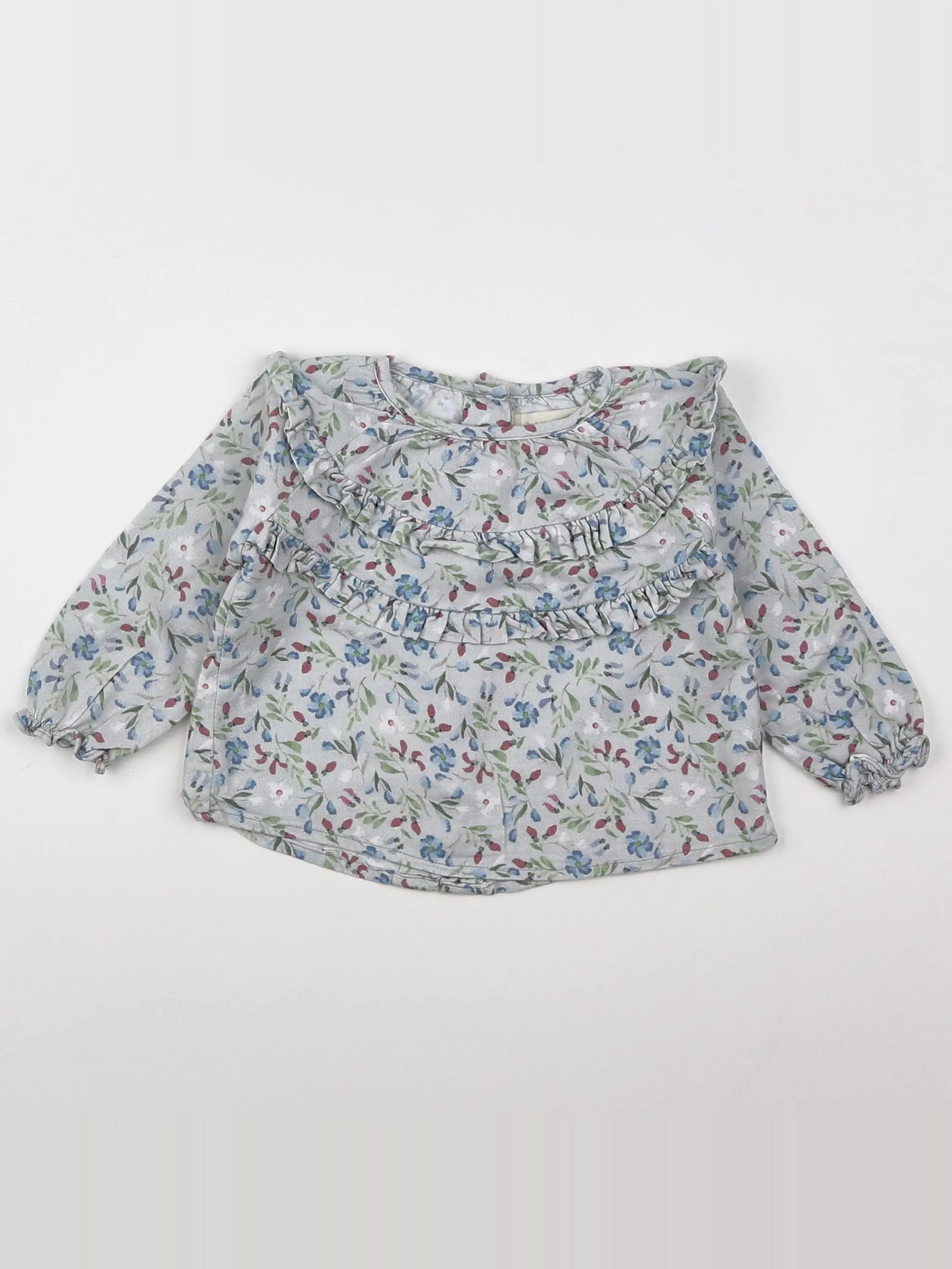 Bonnet à Pompon - blouse multicolore - 9 mois