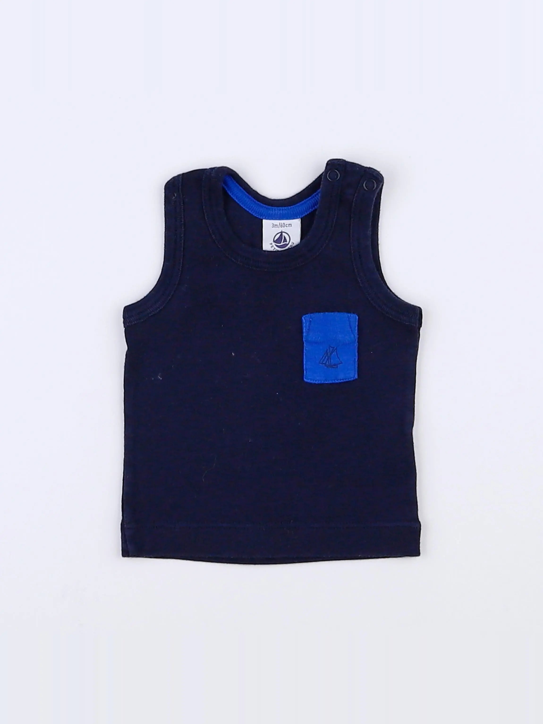 Petit Bateau - débardeur bleu - 3 mois