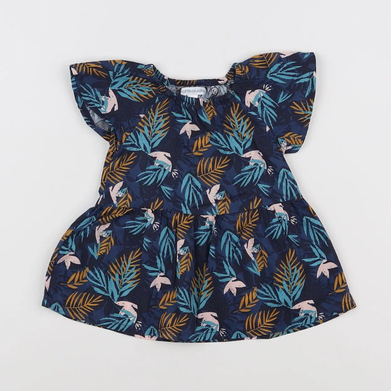 Vertbaudet - robe bleu, marron - 3 mois