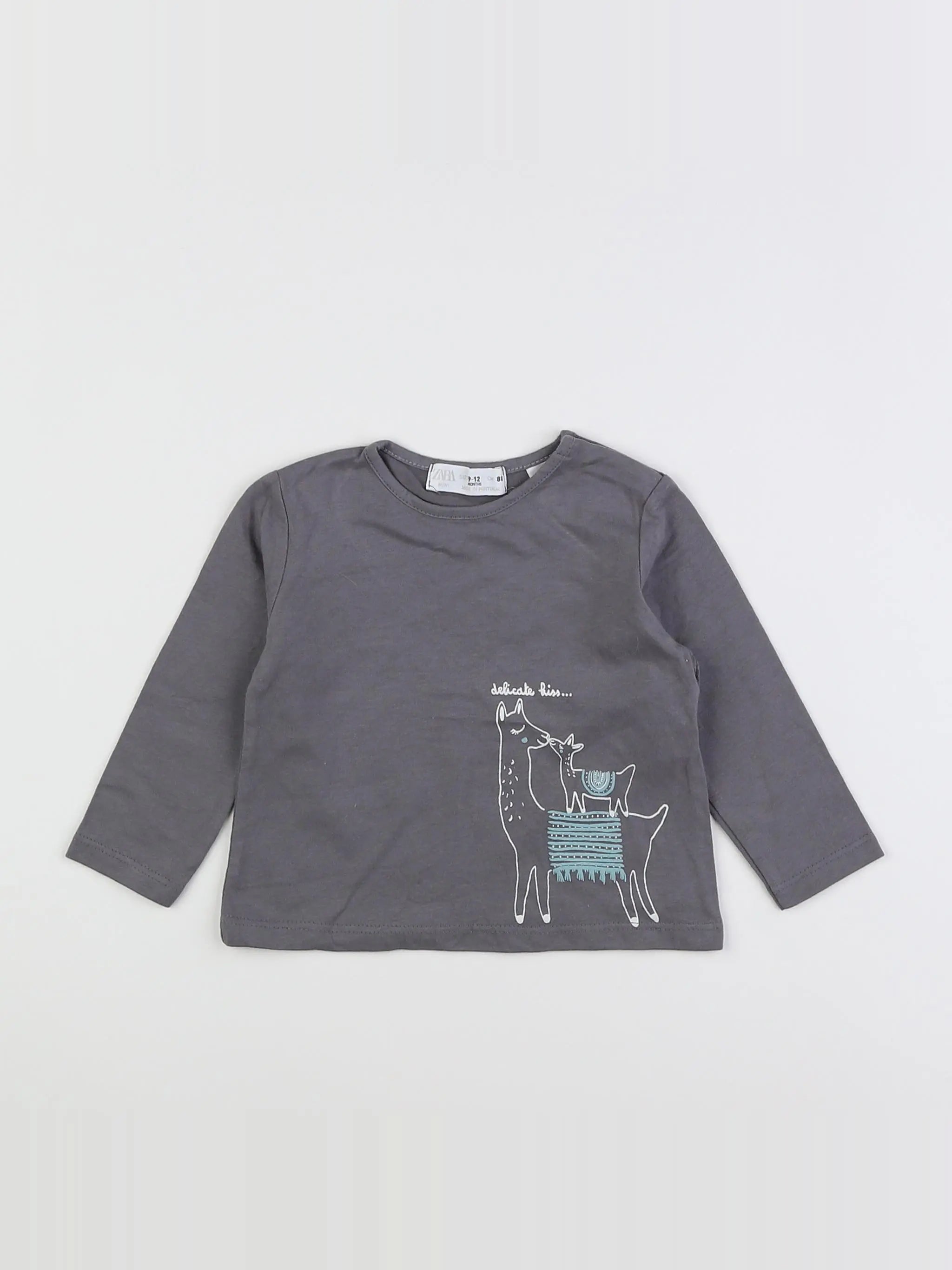 Zara - tee-shirt gris - 9/12 mois