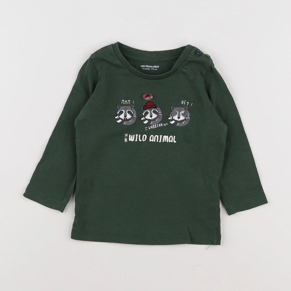 Vertbaudet - tee-shirt vert - 12 mois