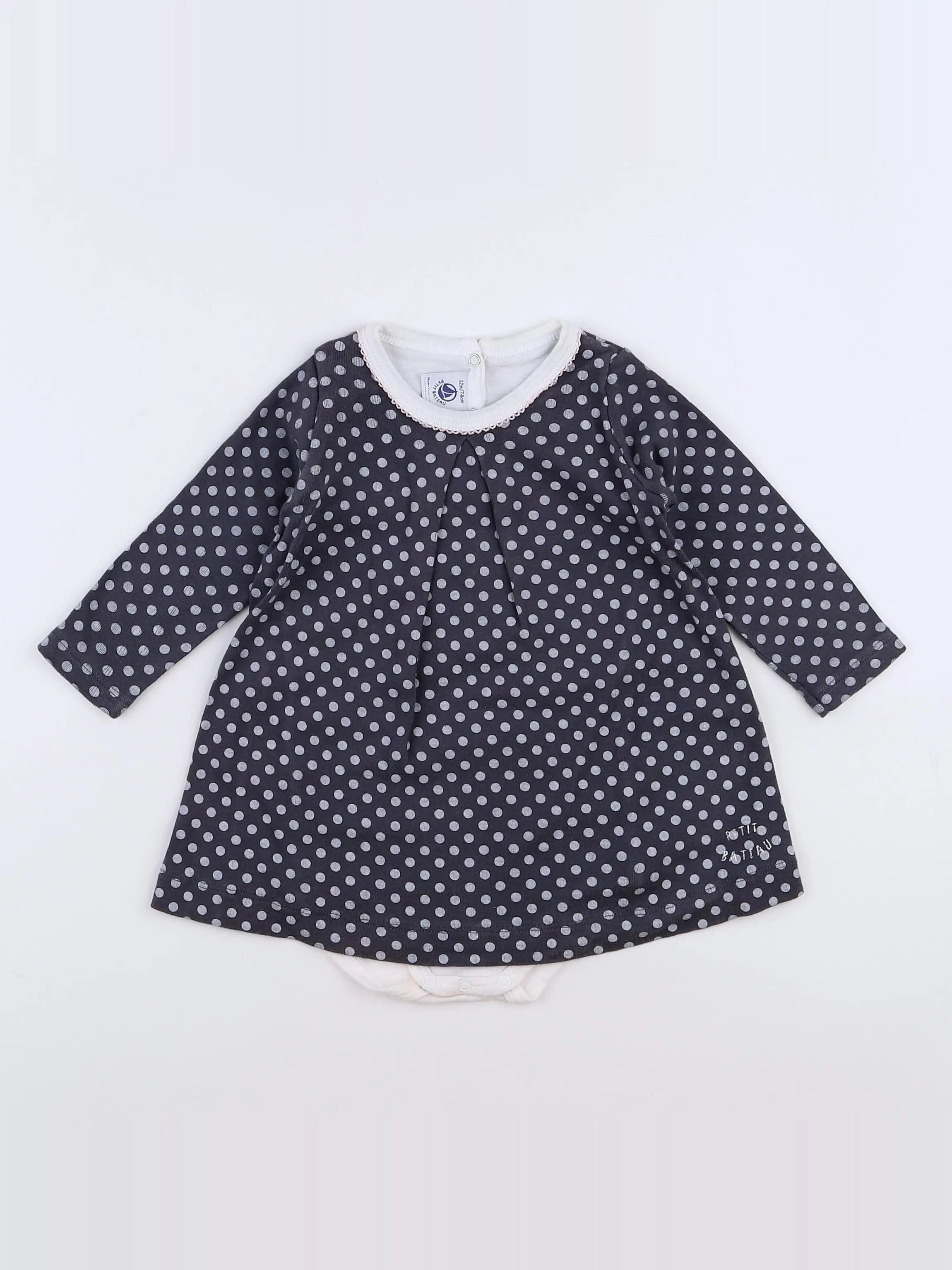 Petit Bateau - robe gris - 12 mois