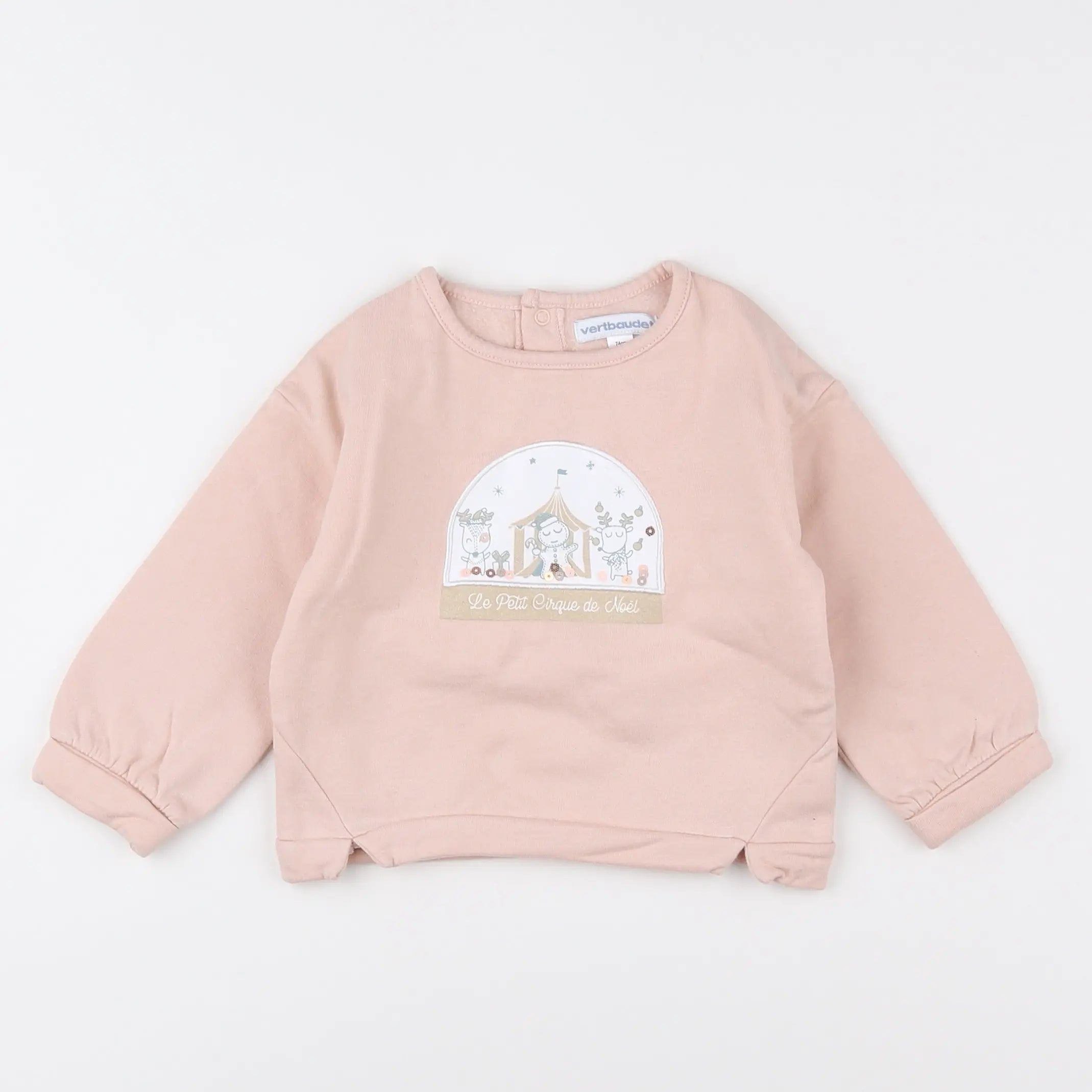 Vertbaudet - sweat rose - 12 mois