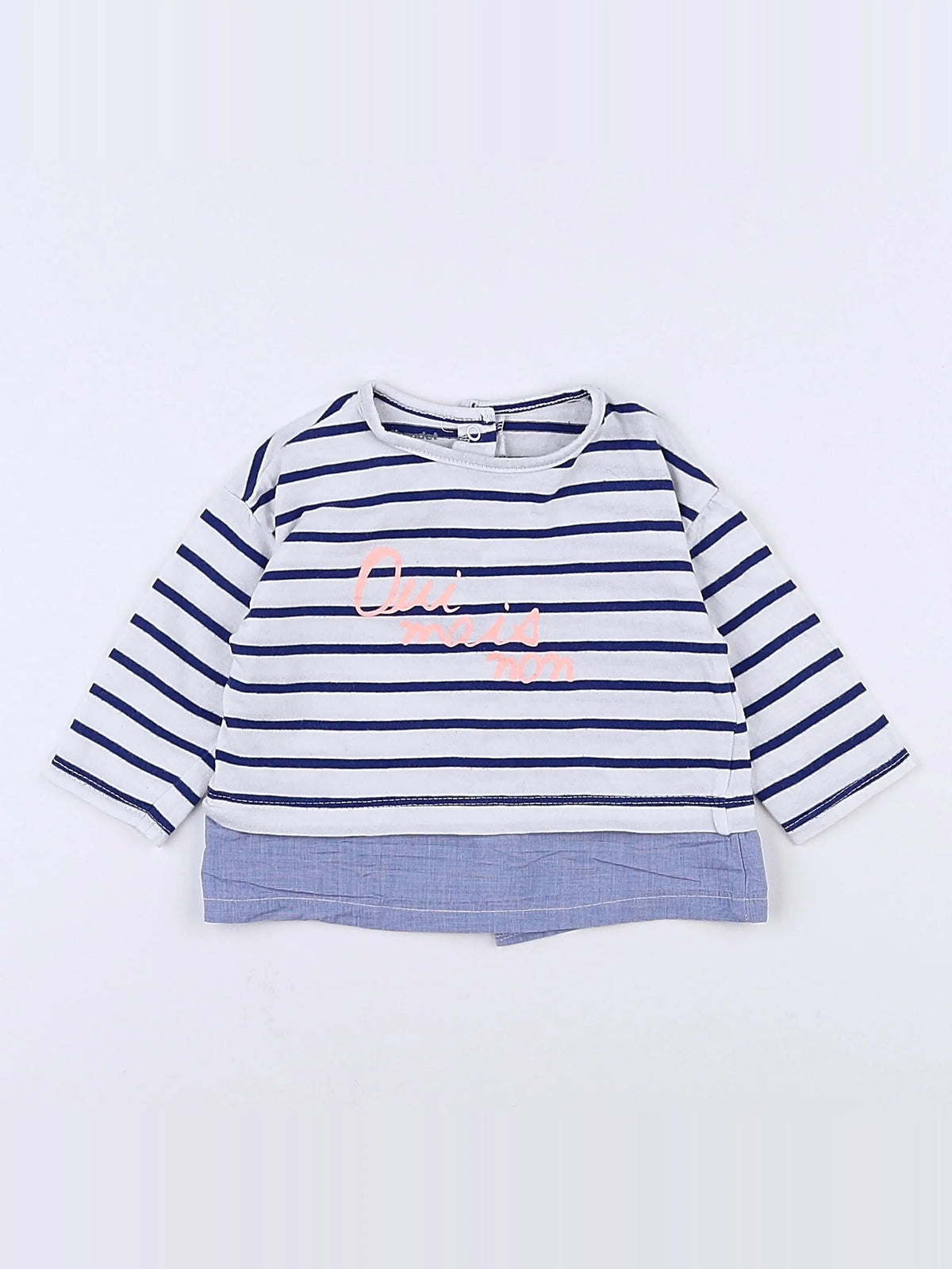 Vertbaudet - tee-shirt bleu, blanc - 3 mois